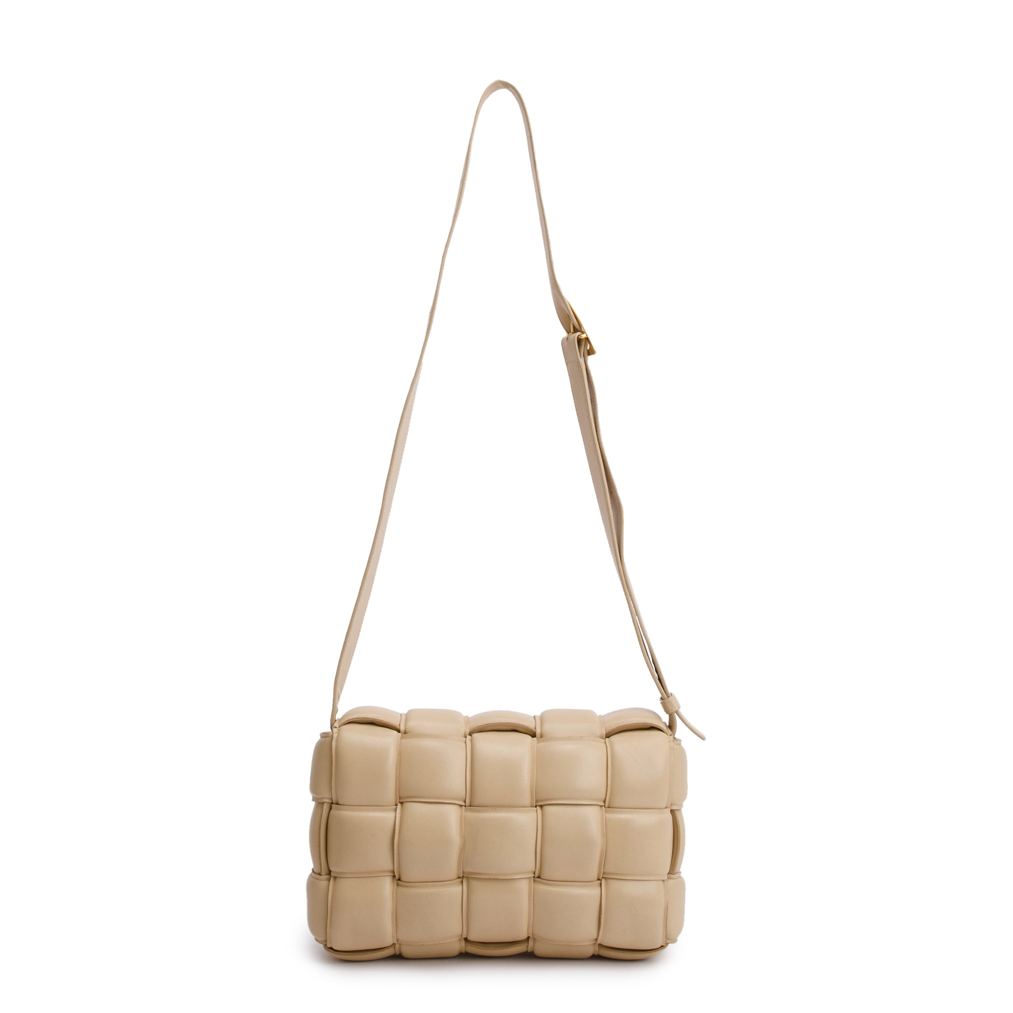 Bottega Veneta Beige Lambskin Leather Classic Padded Cassette Bag