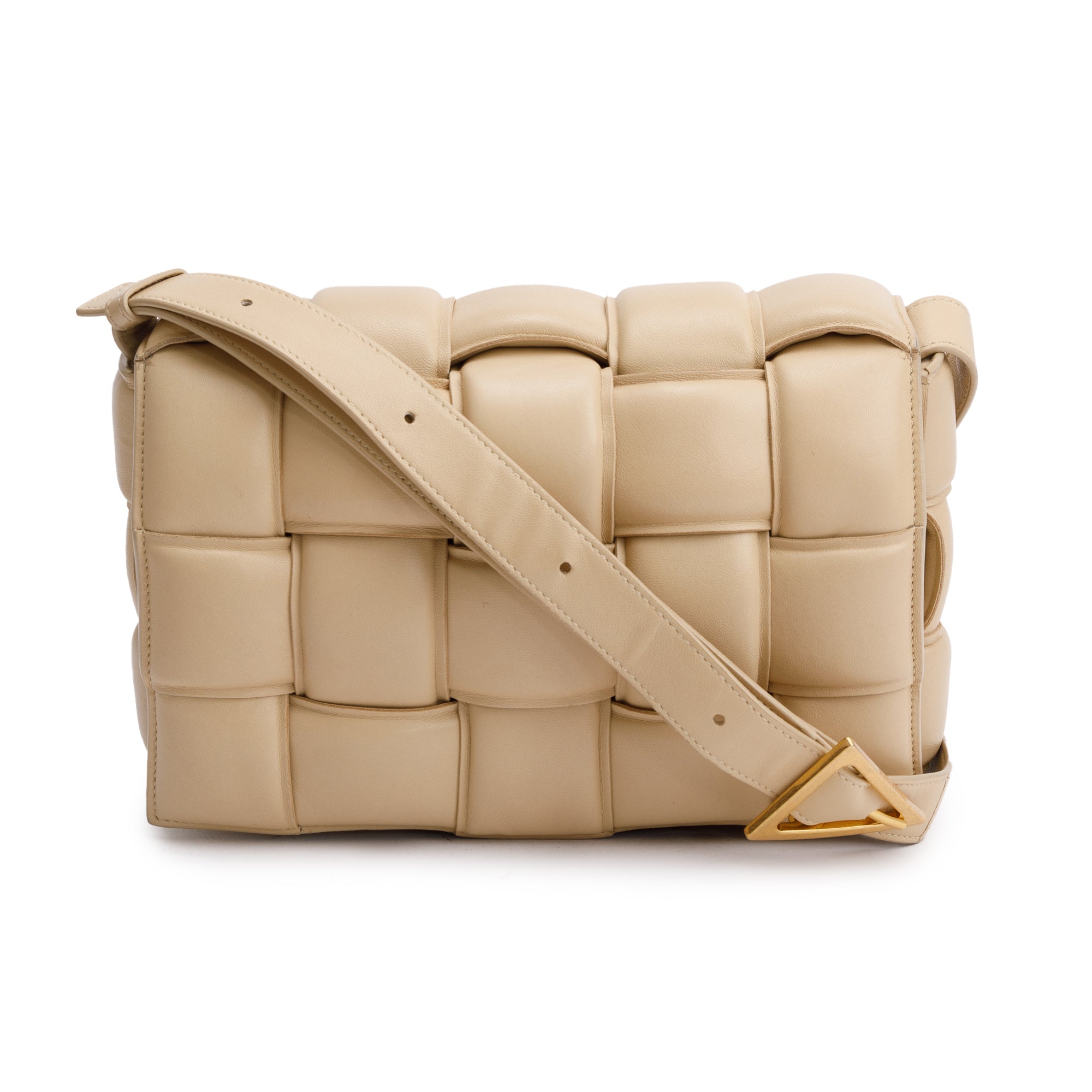 Bottega Veneta Beige Lambskin Leather Classic Padded Cassette Bag