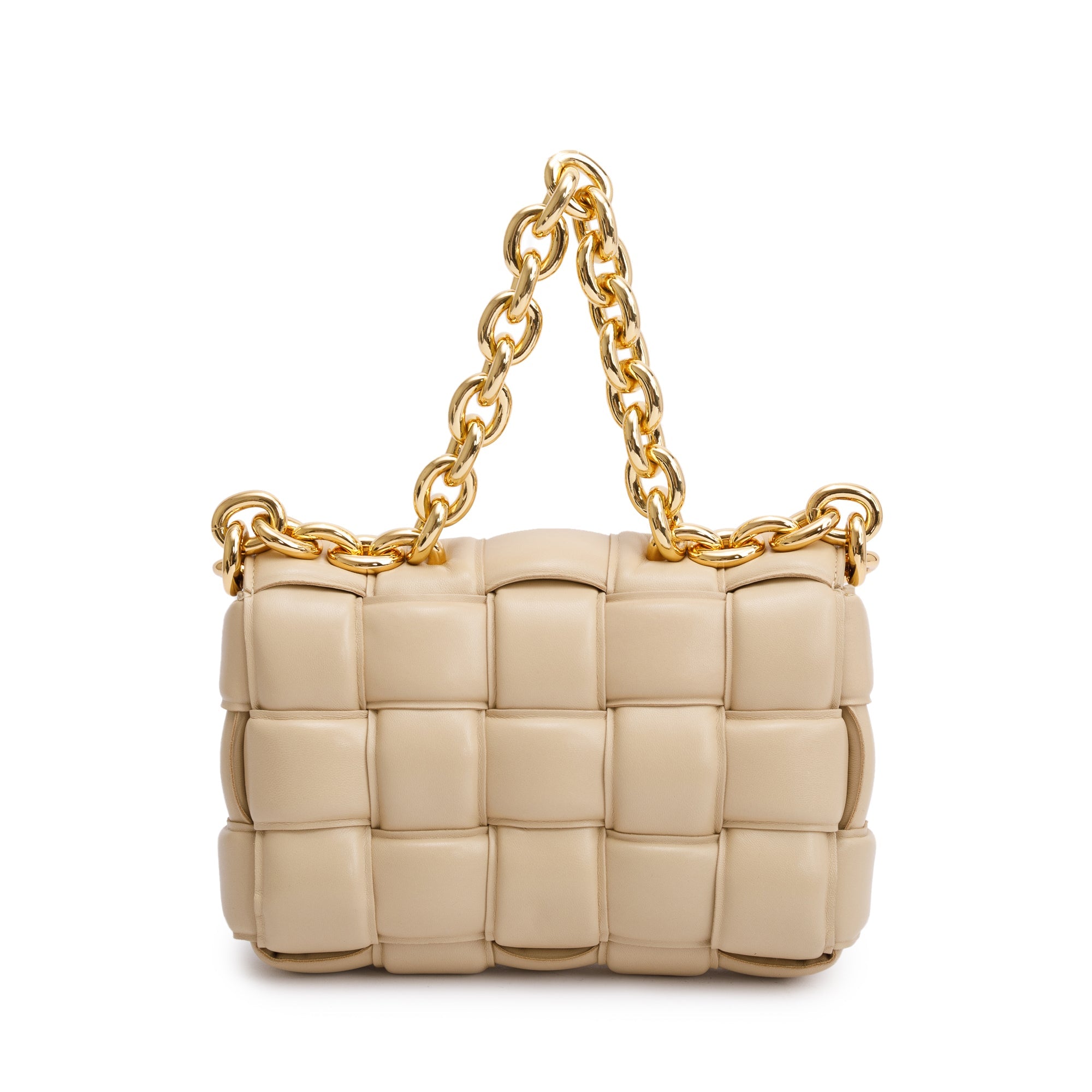Bottega Veneta Beige Nappa Intrecciato Padded Chain Cassette Bag