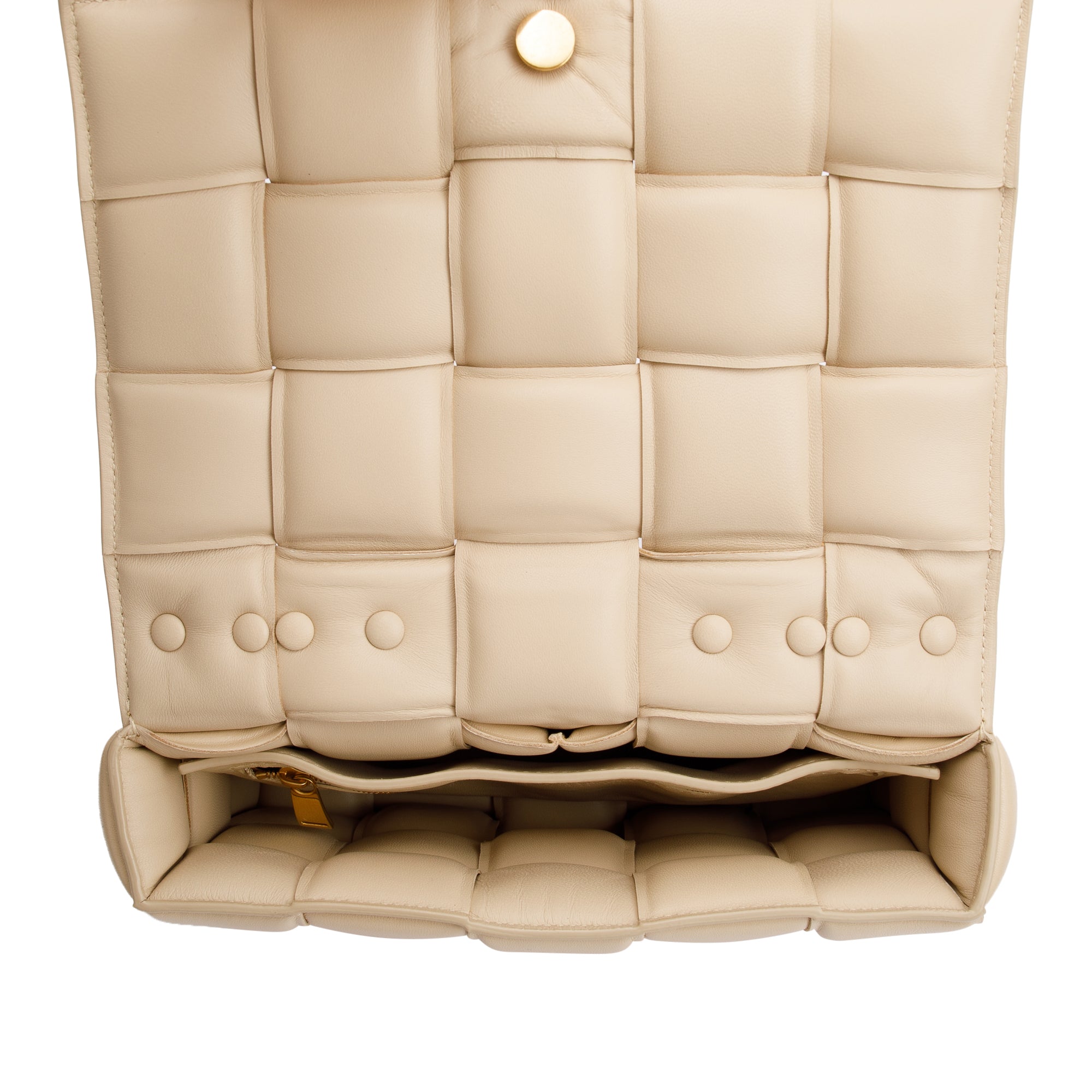 Bottega Veneta Beige Nappa Intrecciato Padded Chain Cassette Bag