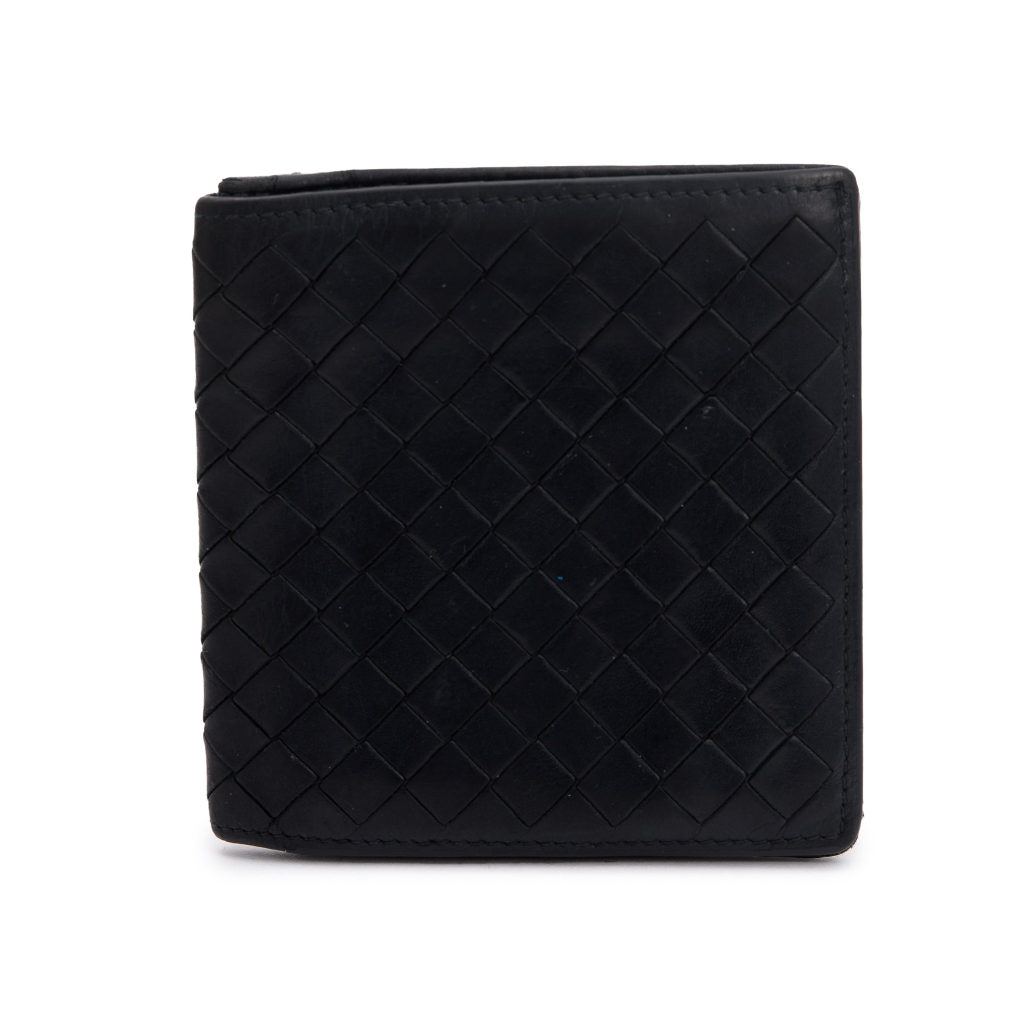 Bottega Veneta Black Intrecciato Leather Bi-Fold Wallet