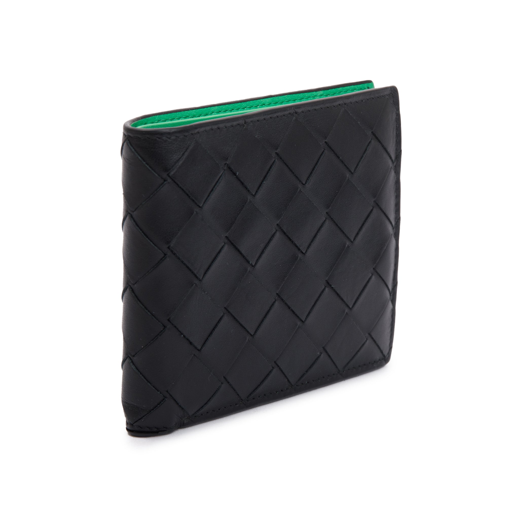 Bottega Veneta Black Intrecciato Leather Bi-Fold Wallet