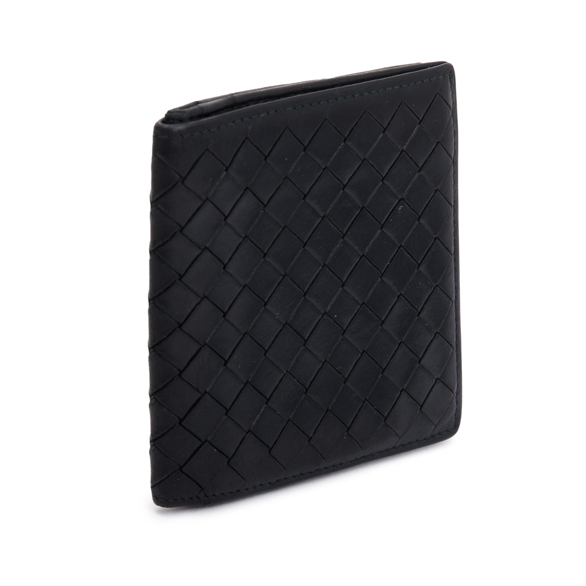 Bottega Veneta Black Intrecciato Leather Bi-Fold Wallet
