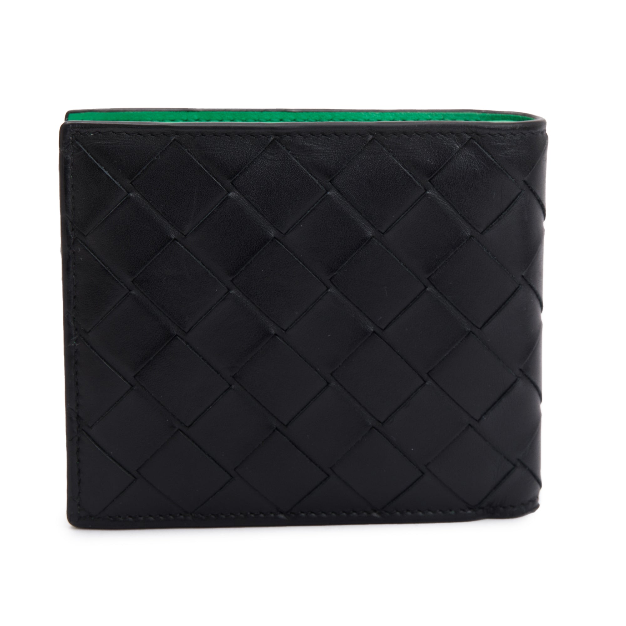 Bottega Veneta Black Intrecciato Leather Bi-Fold Wallet