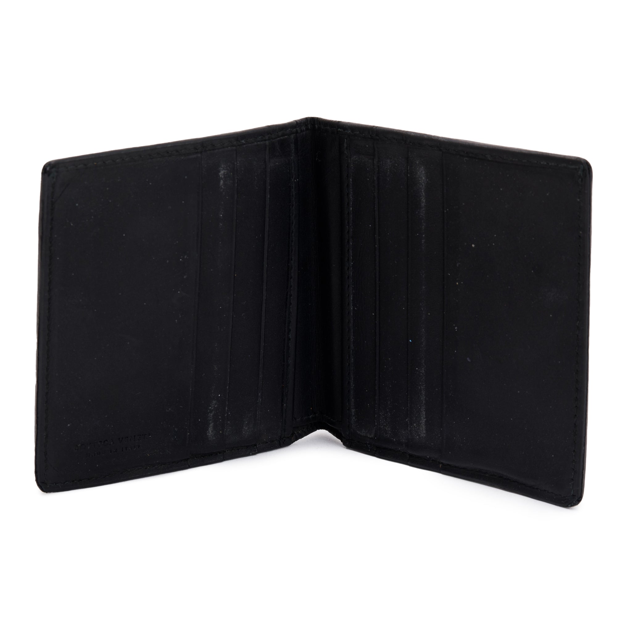 Bottega Veneta Black Intrecciato Leather Bi-Fold Wallet