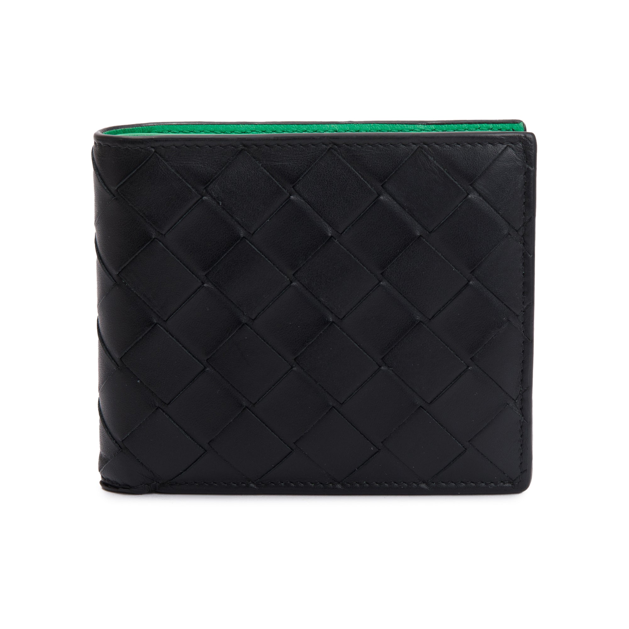 Bottega Veneta Black Intrecciato Leather Bi-Fold Wallet
