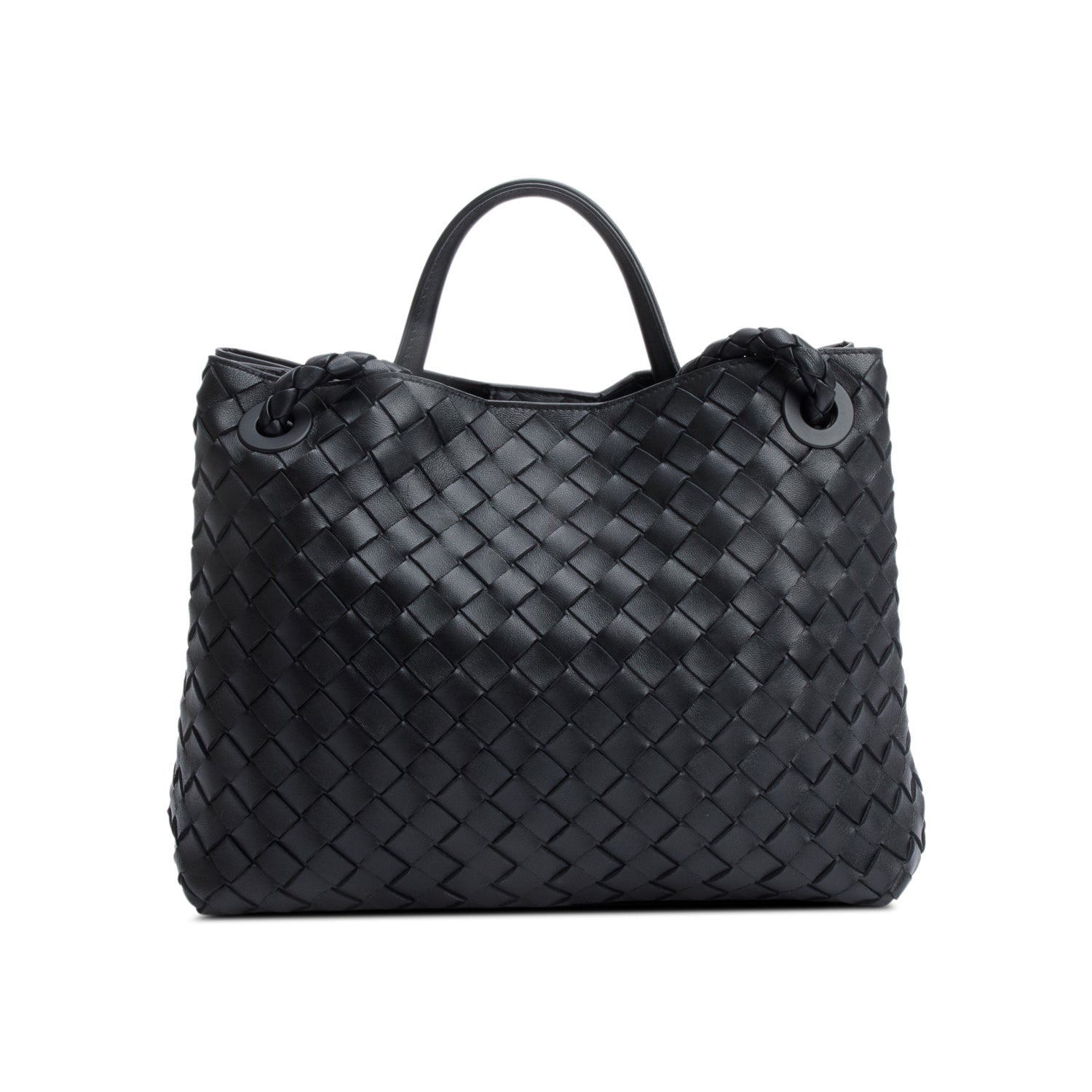 Bottega Veneta Black Intrecciato Leather Medium Andiamo Bag