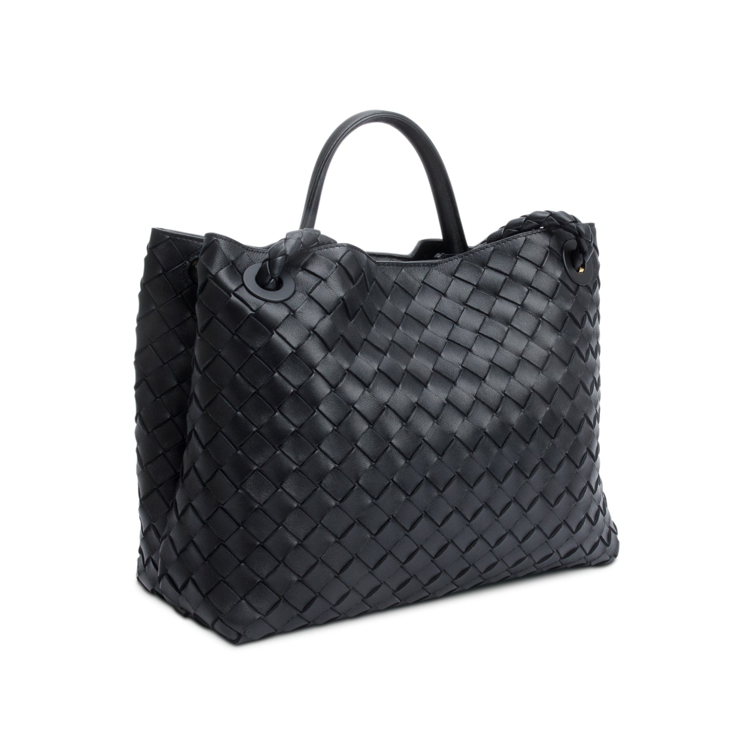 Bottega Veneta Black Intrecciato Leather Medium Andiamo Bag