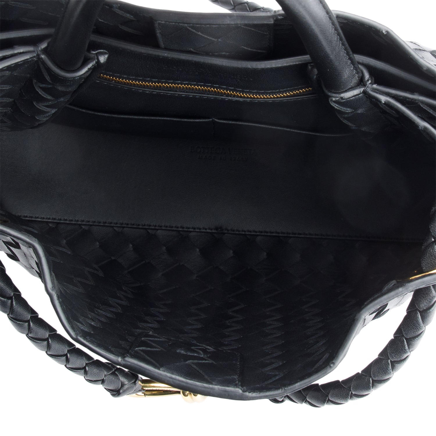 Bottega Veneta Black Intrecciato Leather Medium Andiamo Bag