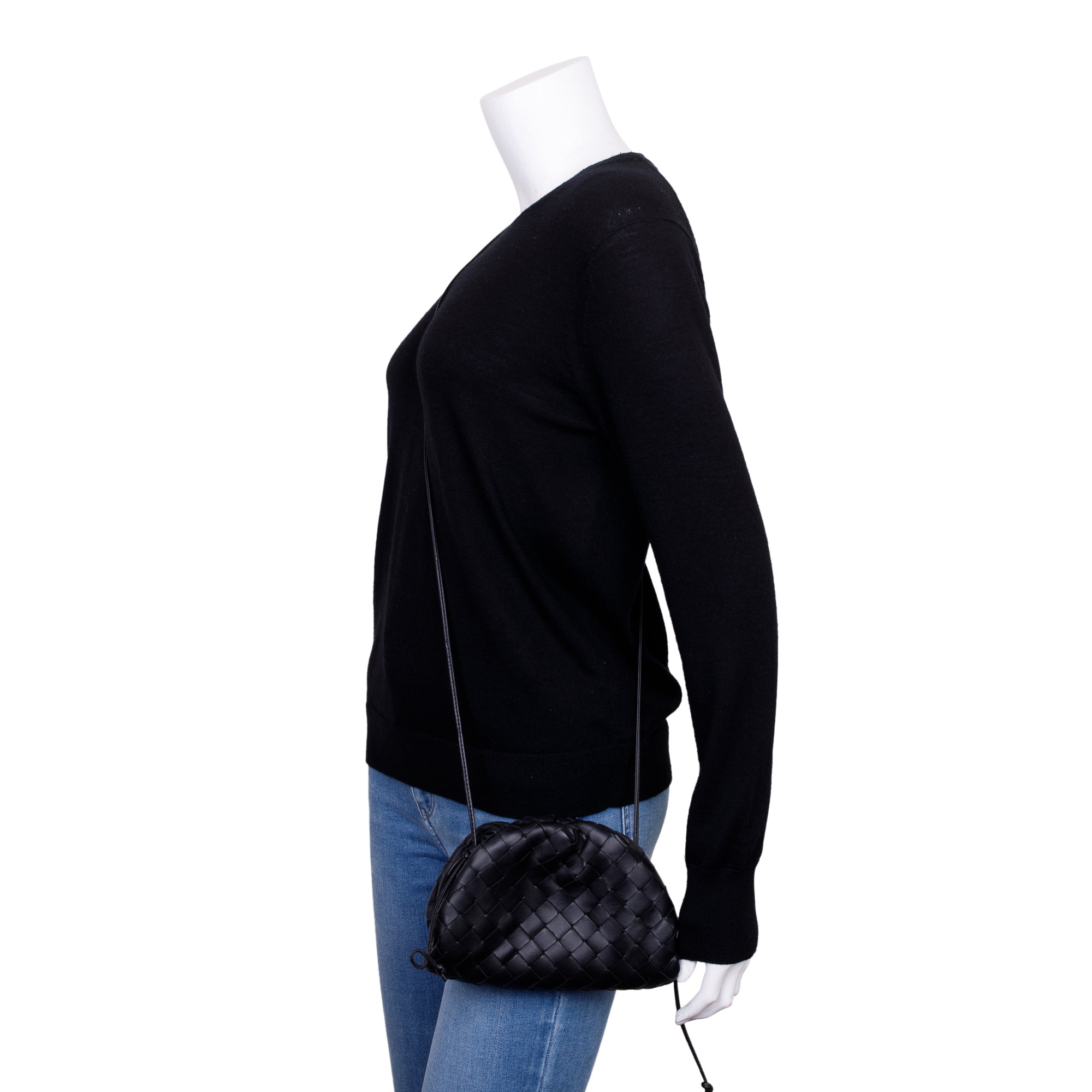 Bottega Veneta Black Intrecciato Leather Mini Pouch