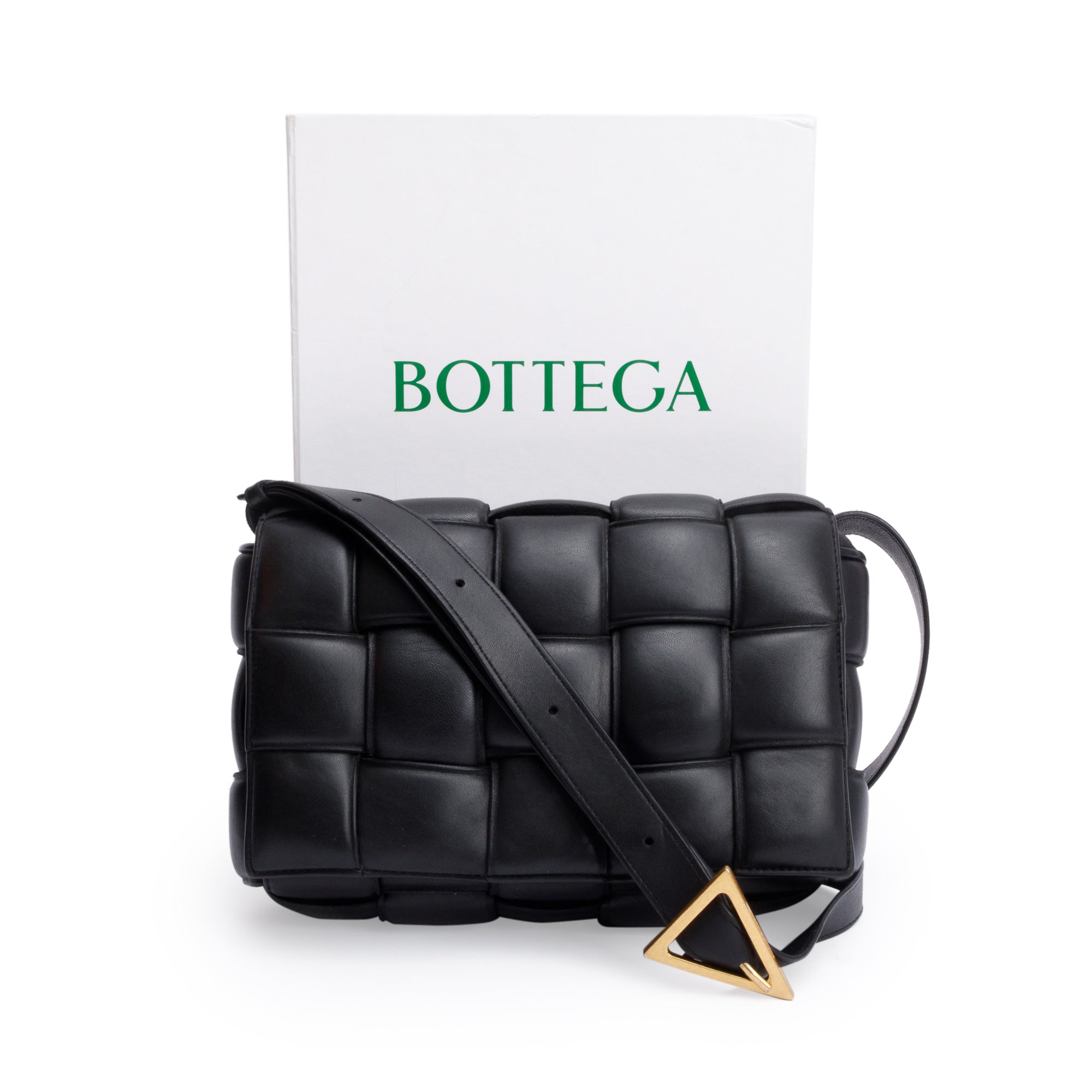 Bottega Veneta Black Lambskin Leather Classic Padded Cassette Bag w/ Box