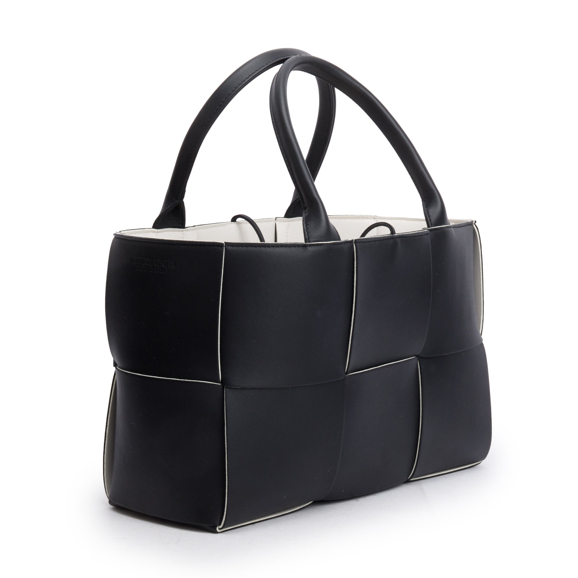 Bottega Veneta Black Maxi Intrecciato Leather Small Arco Tote w/ Pouch