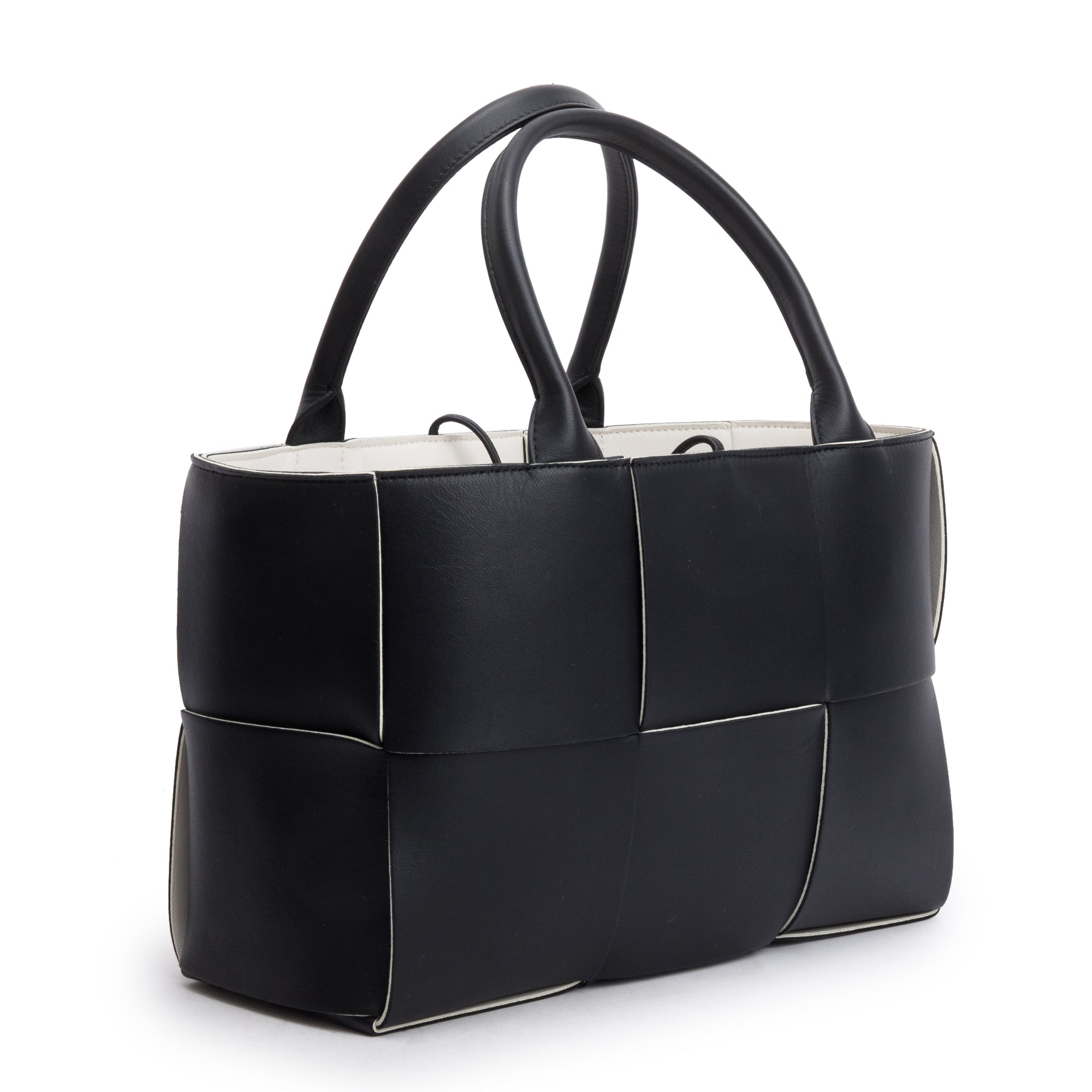 Bottega Veneta Black Maxi Intrecciato Leather Small Arco Tote w/ Pouch