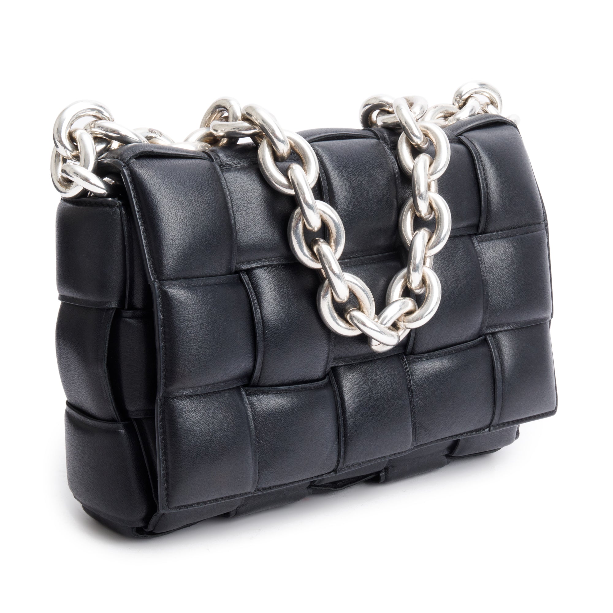 Bottega Veneta Black Nappa Intrecciato Padded Chain Cassette Bag