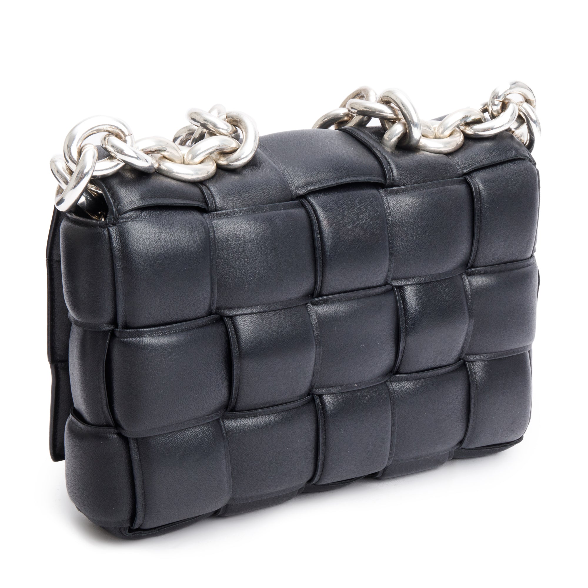 Bottega Veneta Black Nappa Intrecciato Padded Chain Cassette Bag