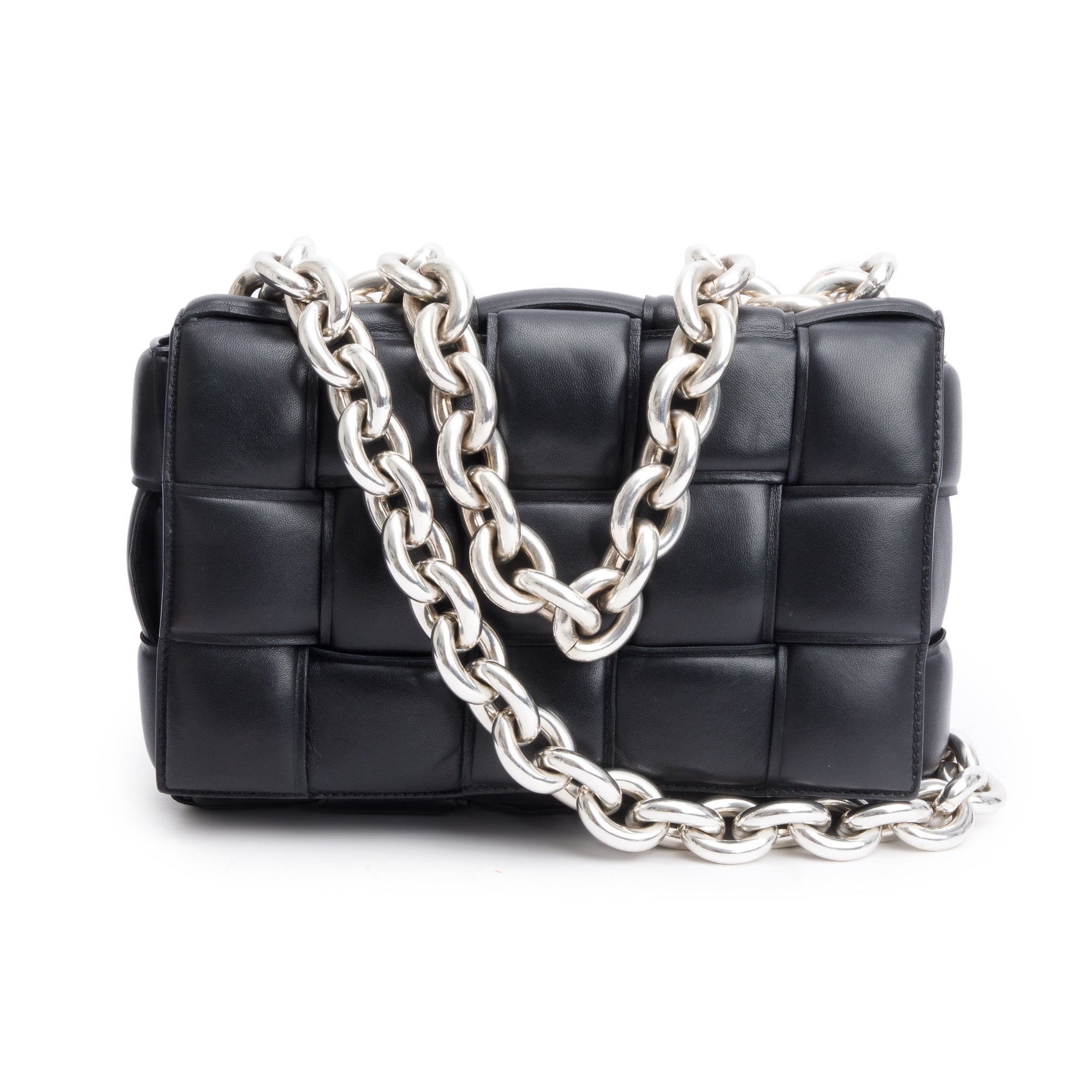 Bottega Veneta Black Nappa Intrecciato Padded Chain Cassette Bag