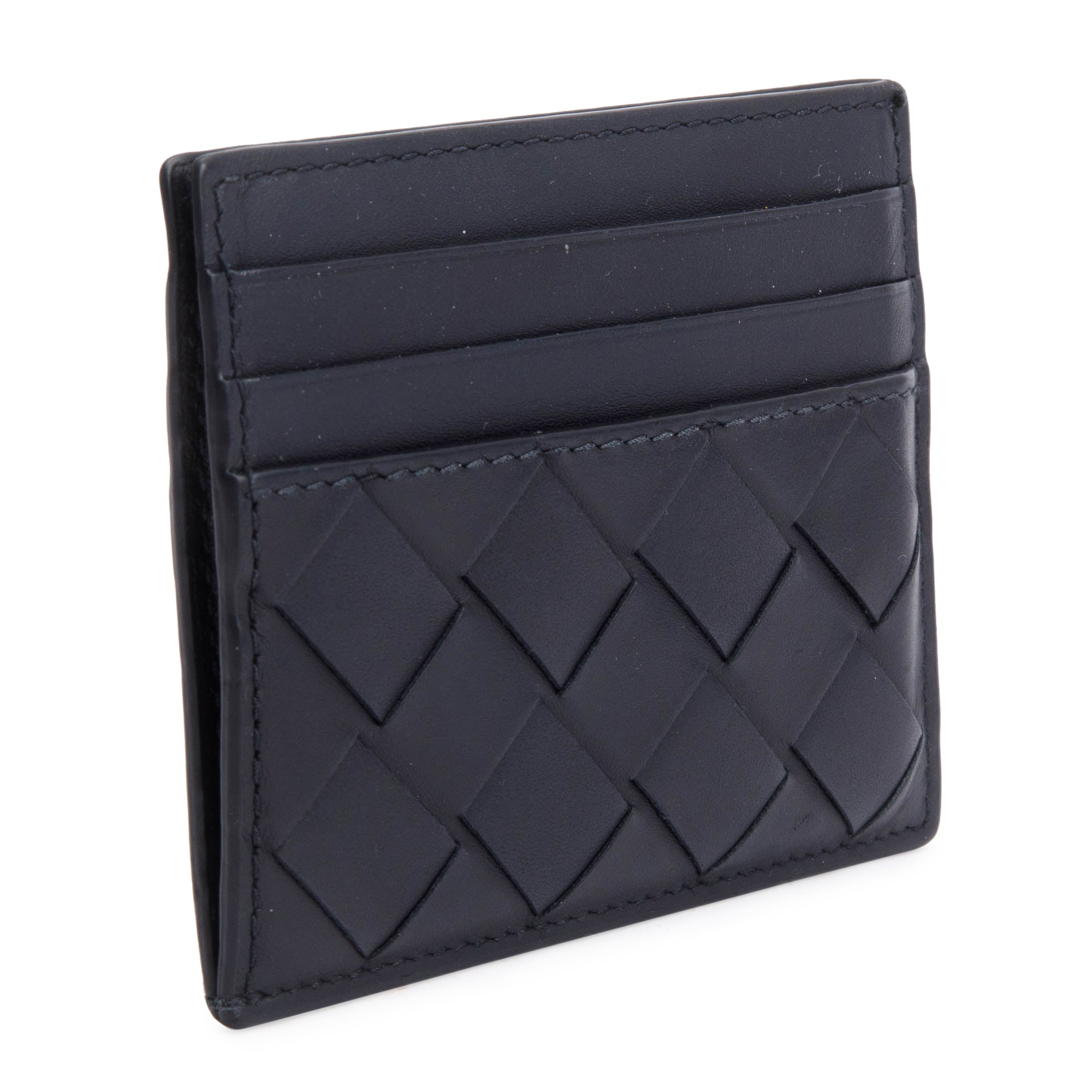 Bottega Veneta Black Nappa Leather Intrecciato Card Holder w/ Box