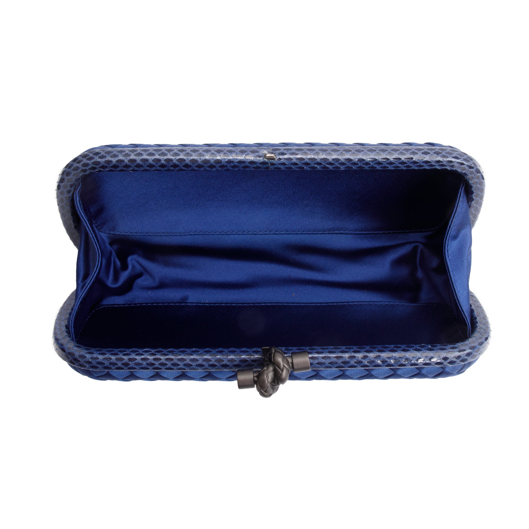 Bottega Veneta Blue Ayers-Trimmed Intrecciato Stretch Knot Clutch