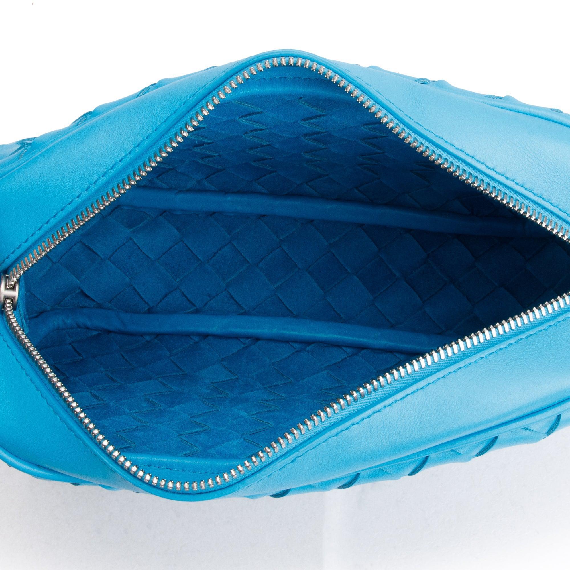 Bottega Veneta Blue Intrecciato Leather Camera Bag