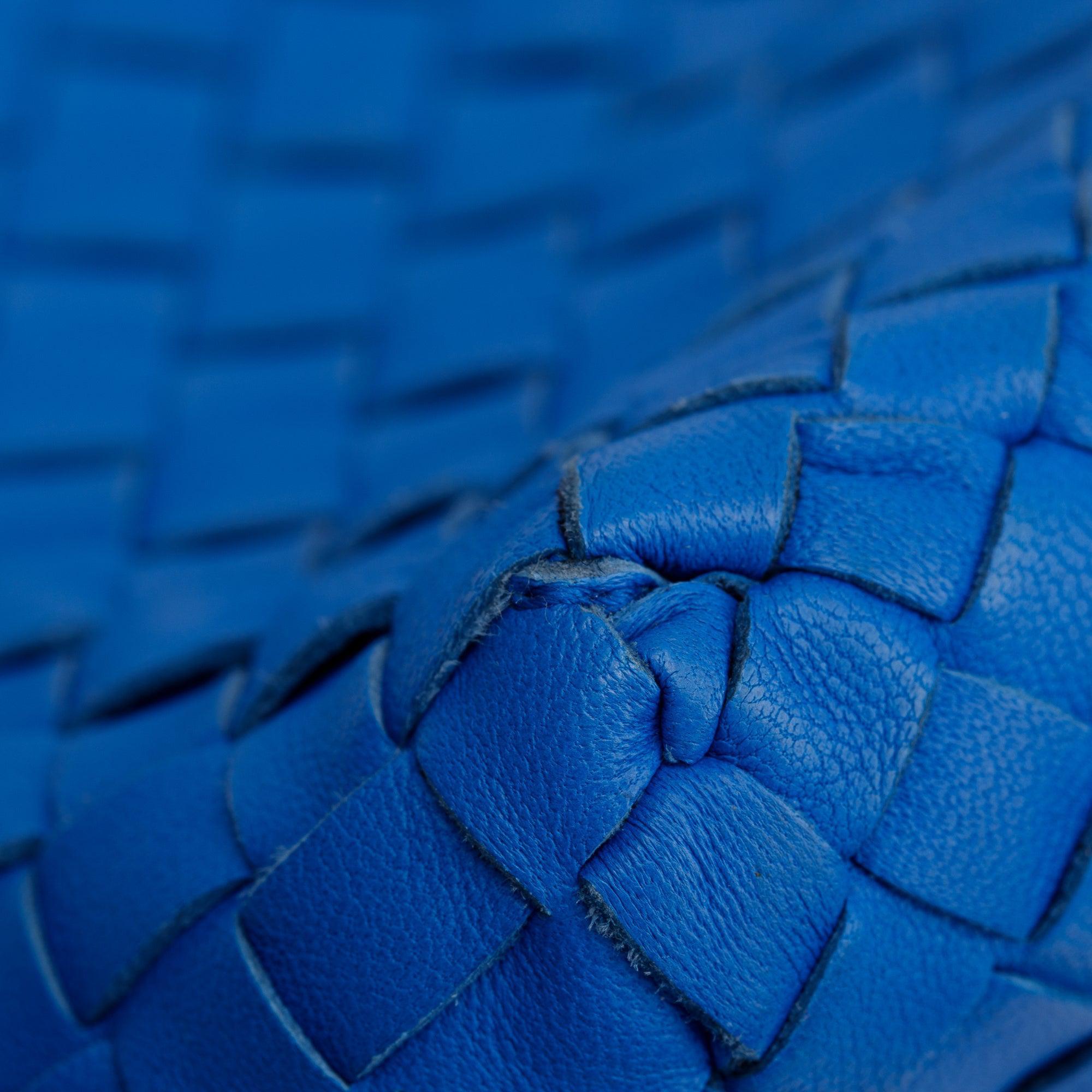Bottega Veneta Blue Intrecciato Leather Medium Cesta Tote