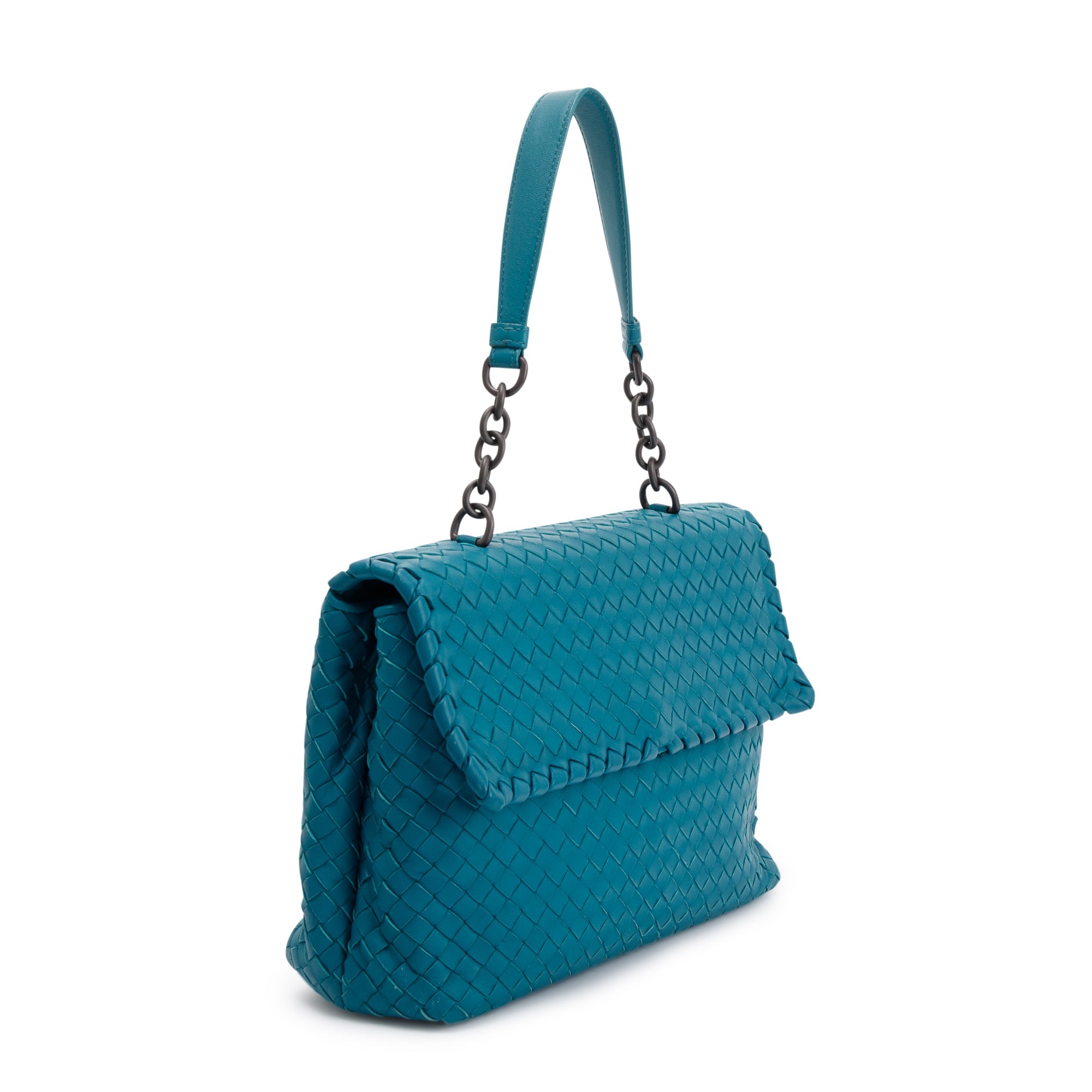Bottega Veneta Blue Large Intrecciato Olimpia Bag
