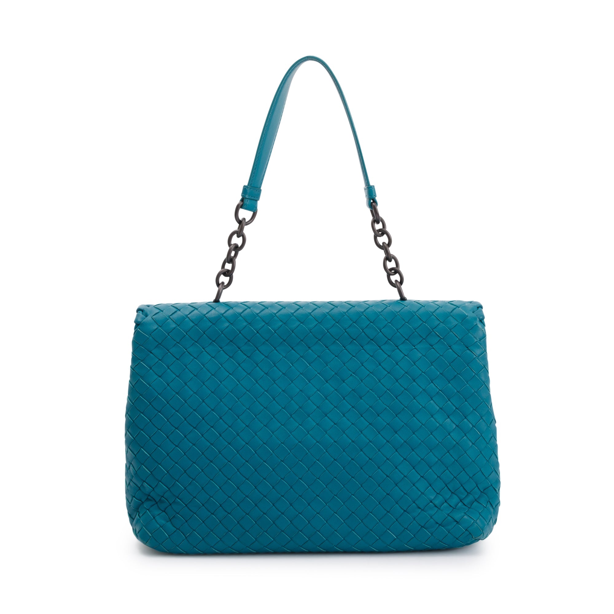Bottega Veneta Blue Large Intrecciato Olimpia Bag