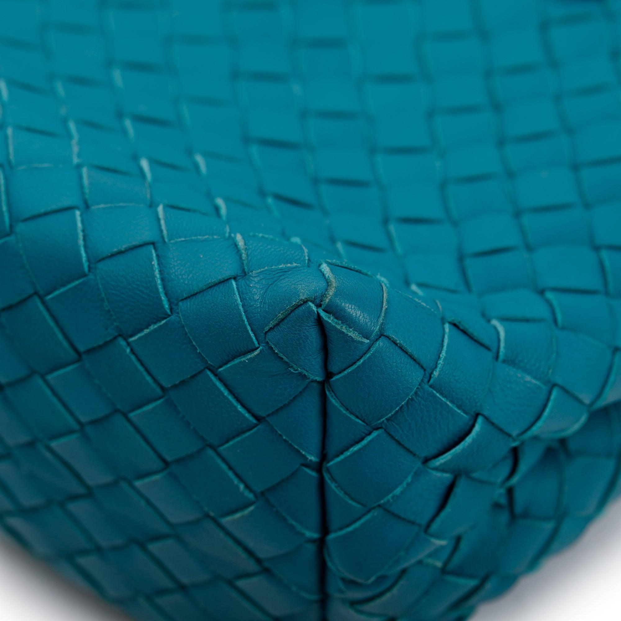 Bottega Veneta Blue Large Intrecciato Olimpia Bag