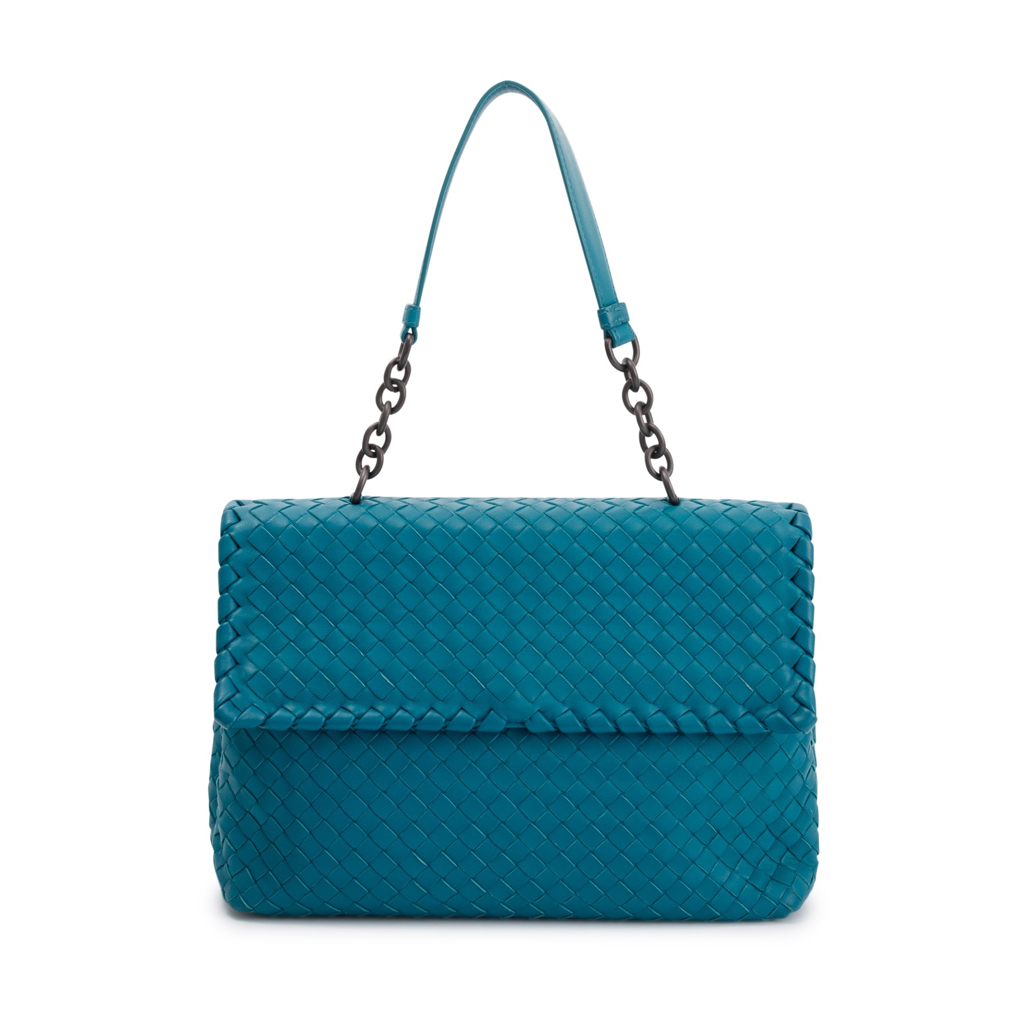 Bottega Veneta Blue Large Intrecciato Olimpia Bag