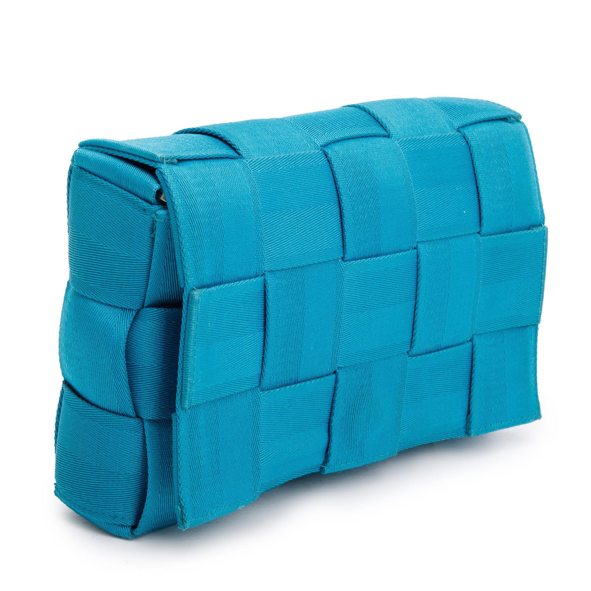 Bottega Veneta Blue Webbing Intrecciato Cassette Bag