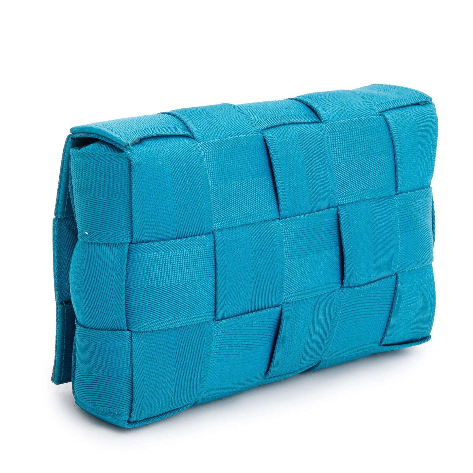 Bottega Veneta Blue Webbing Intrecciato Cassette Bag