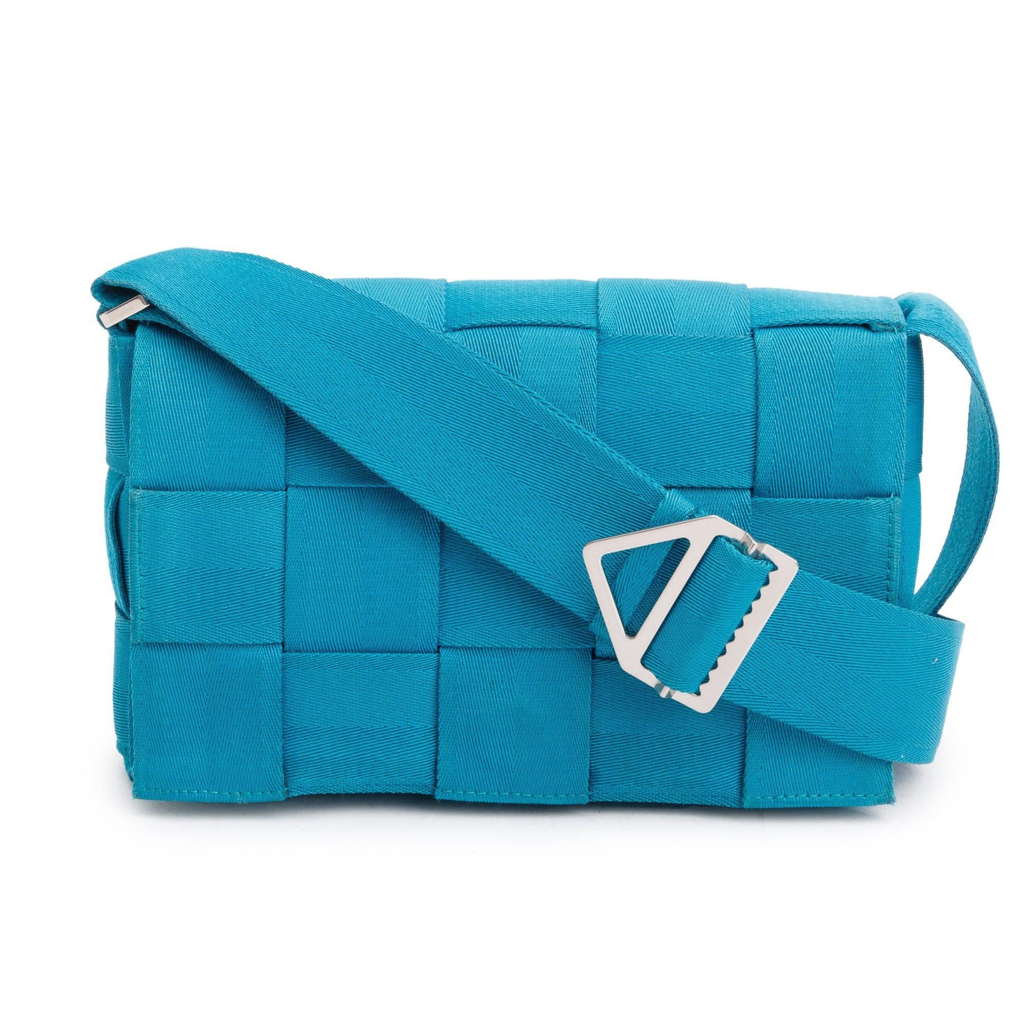 Bottega Veneta Blue Webbing Intrecciato Cassette Bag