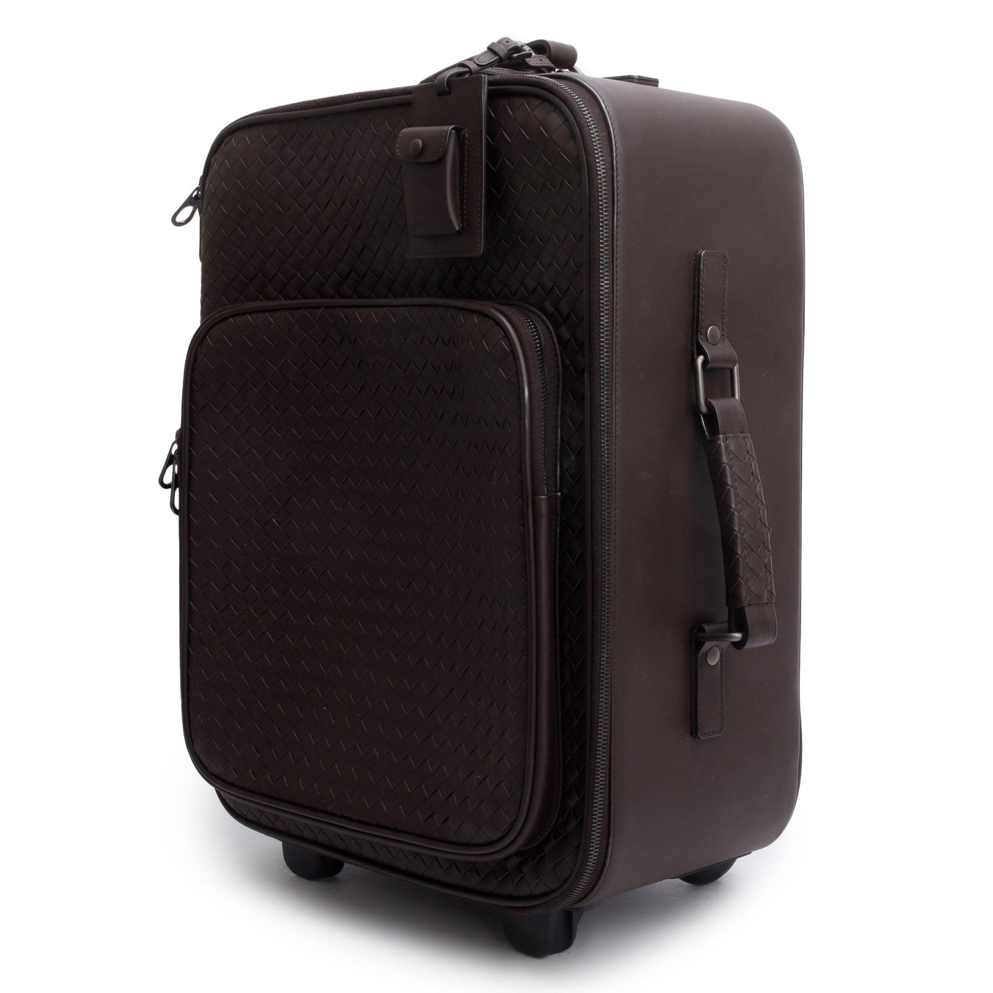Bottega Veneta Brown intrecciato Leather Carry On-Trolly Suitecase