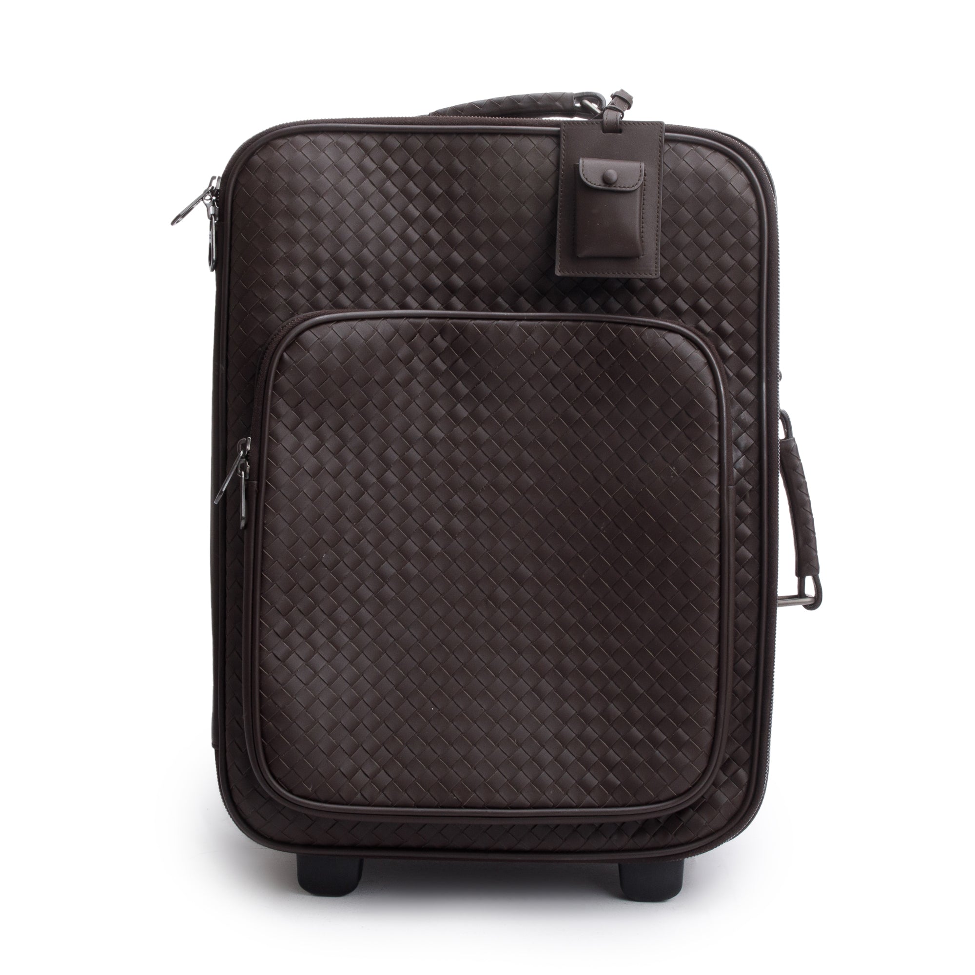 Bottega Veneta Brown intrecciato Leather Carry On-Trolly Suitecase