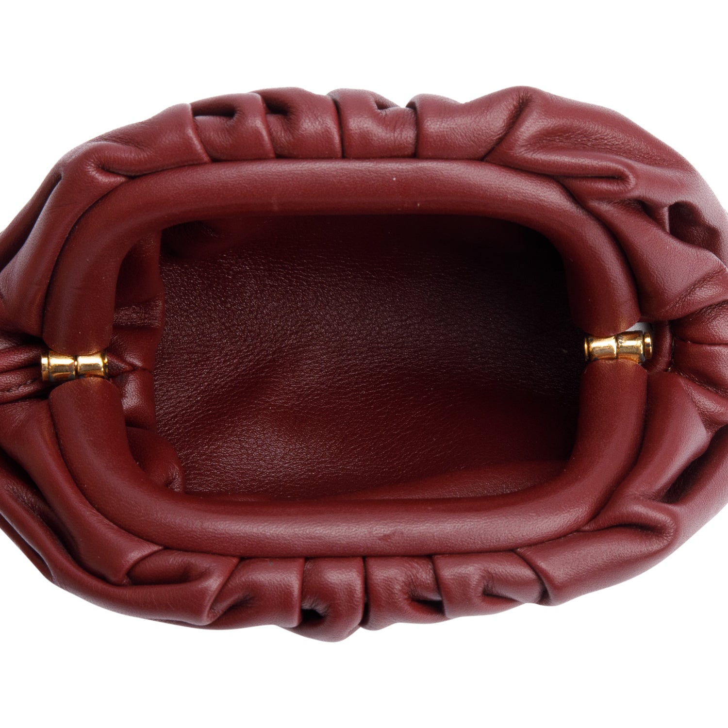 Bottega Veneta Burgundy Calfskin Leather The Pouch Micro w/ Box