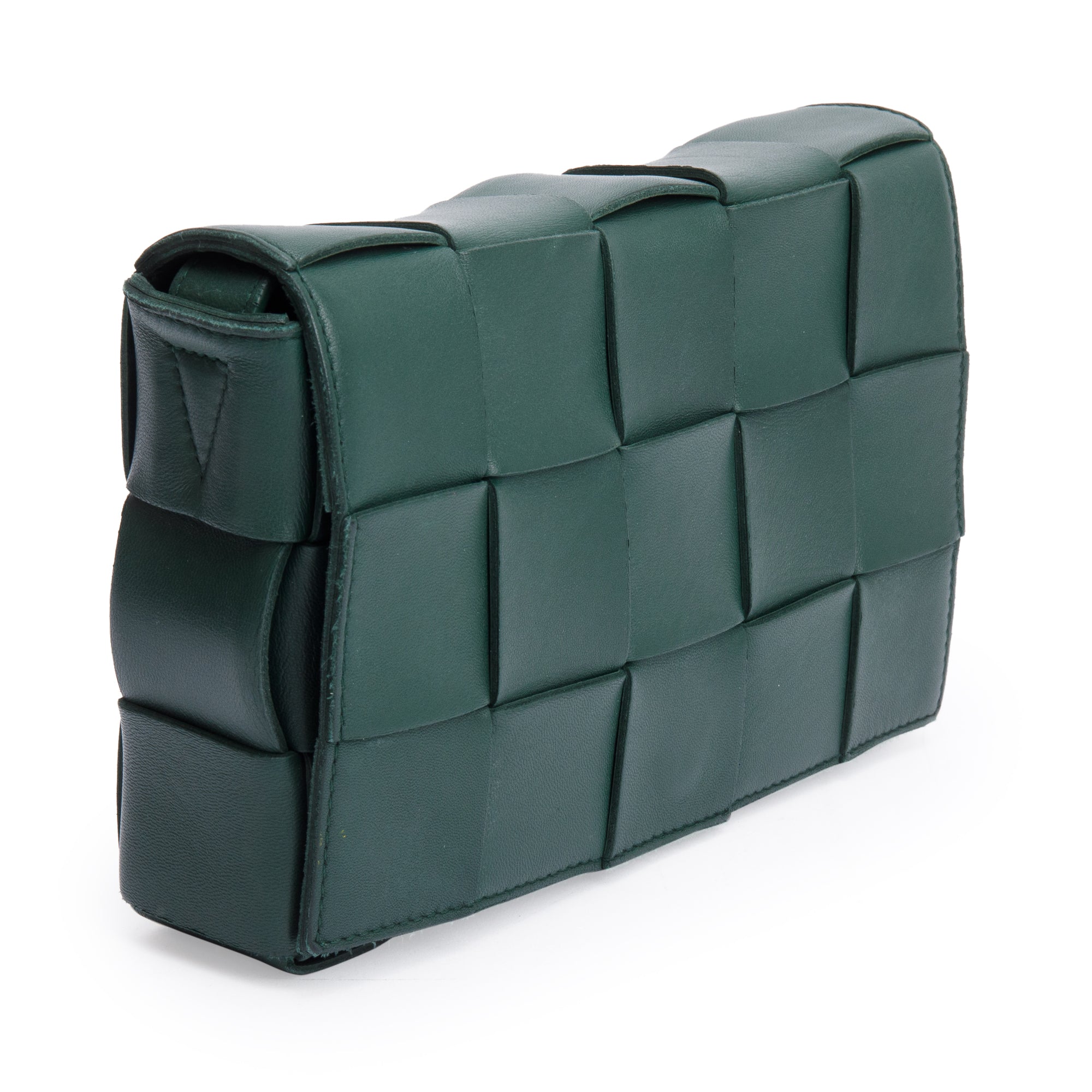 Bottega Veneta Green Intrecciato Lambskin Leather Classic Cassette Bag