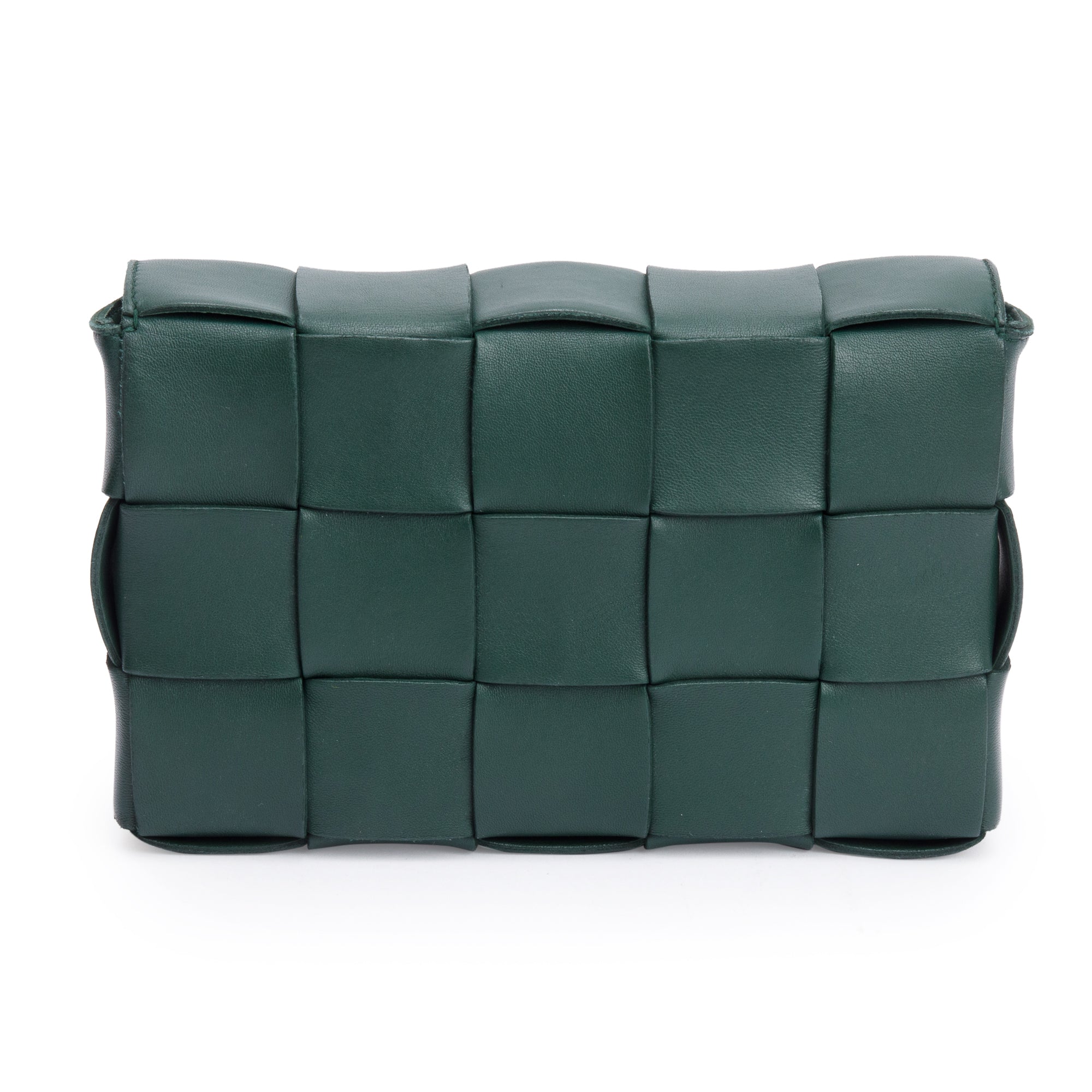 Bottega Veneta Green Intrecciato Lambskin Leather Classic Cassette Bag