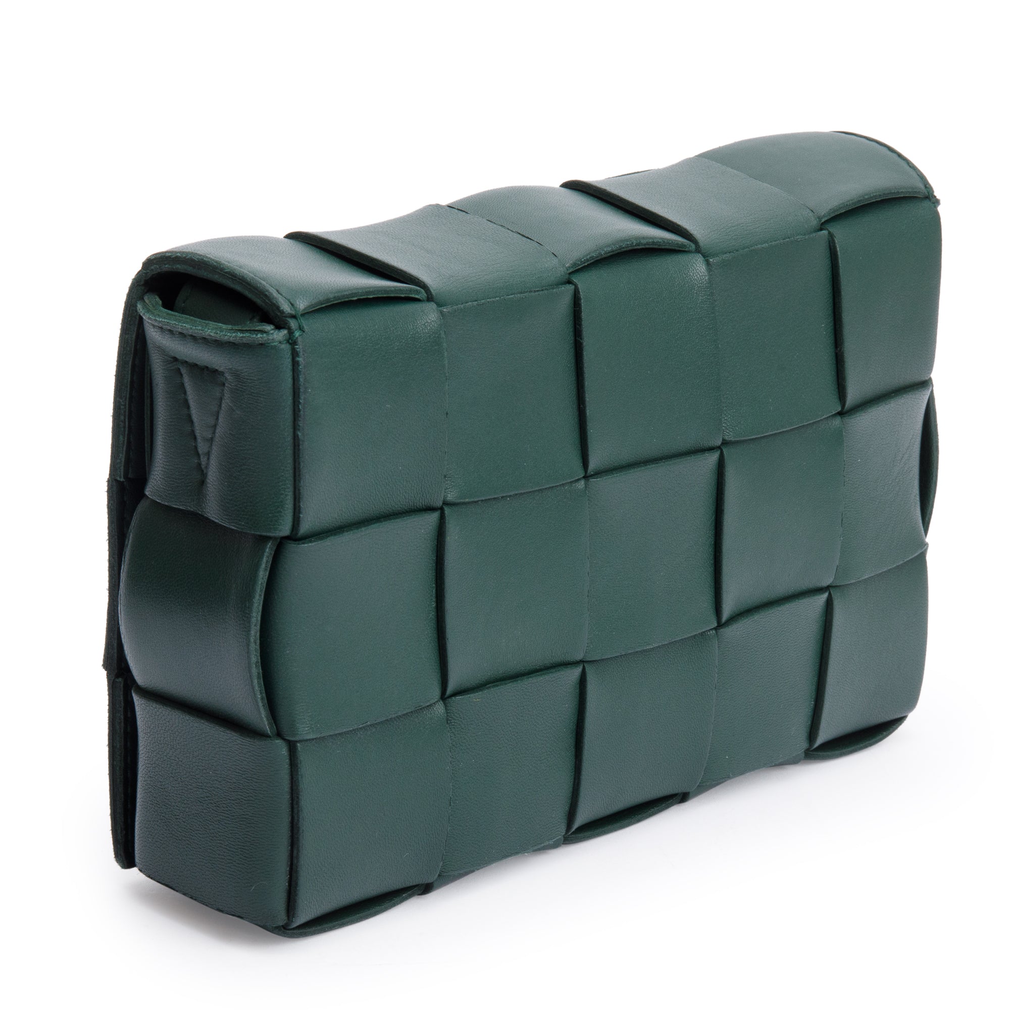 Bottega Veneta Green Intrecciato Lambskin Leather Classic Cassette Bag