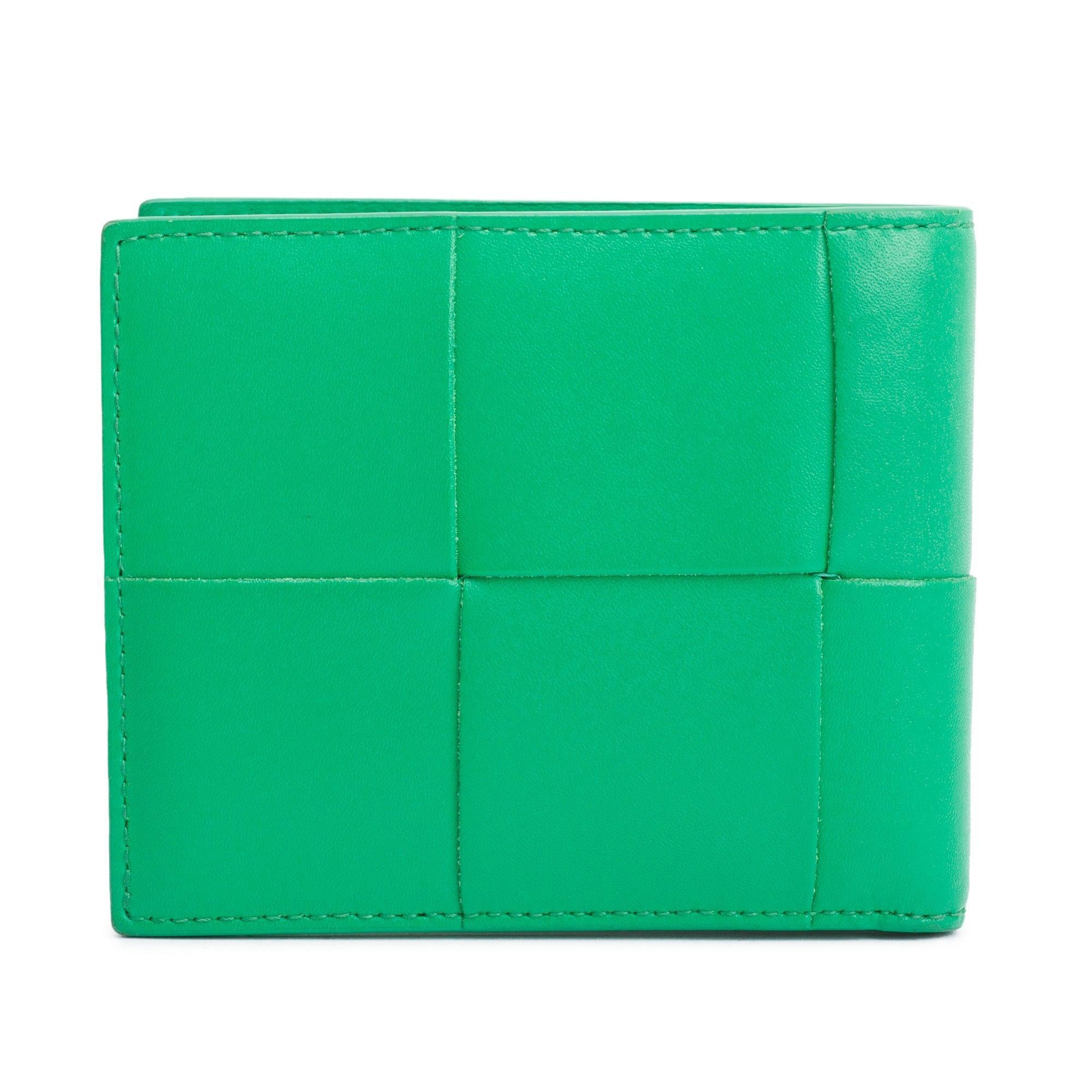 Bottega Veneta Green Intrecciato Leather Cassette Bi-Fold Wallet