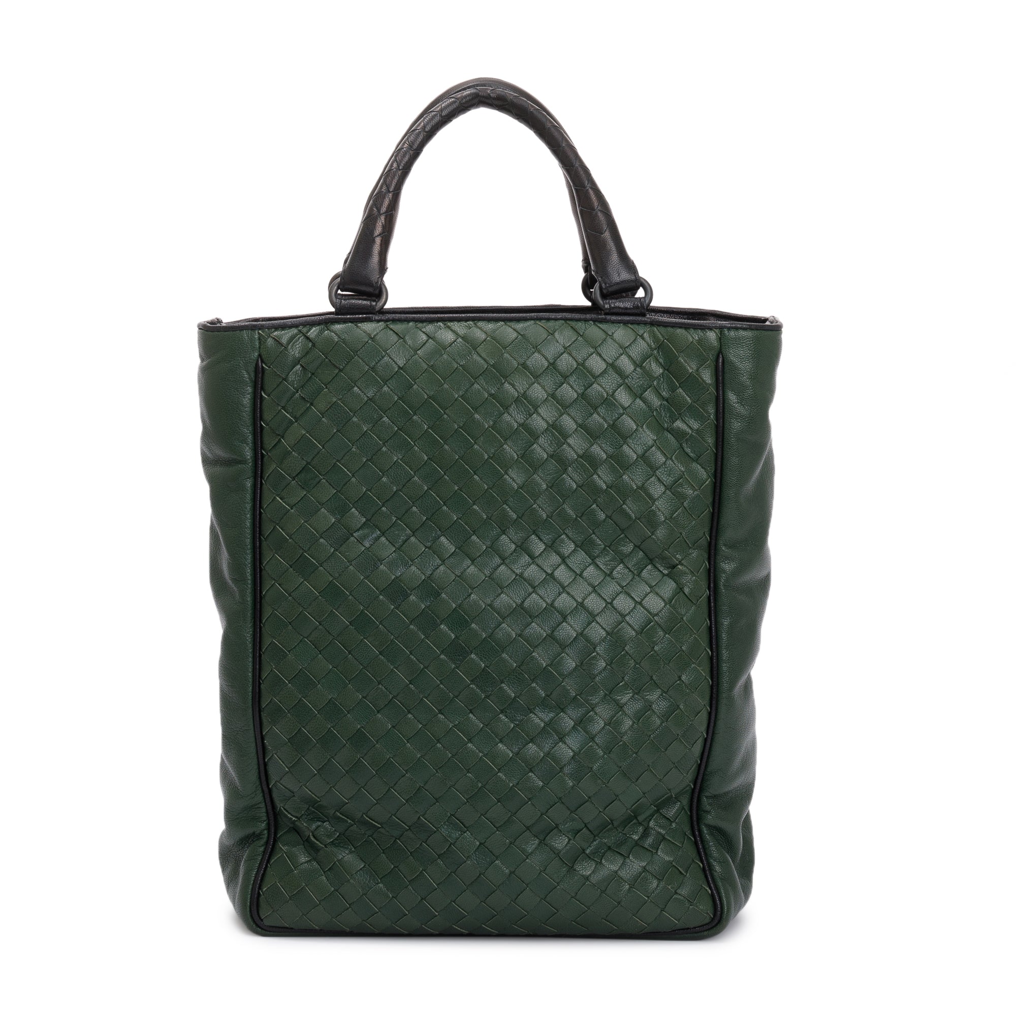 Bottega Veneta Green Intrecciato Nappa Small Vertical Tote w/ Strap