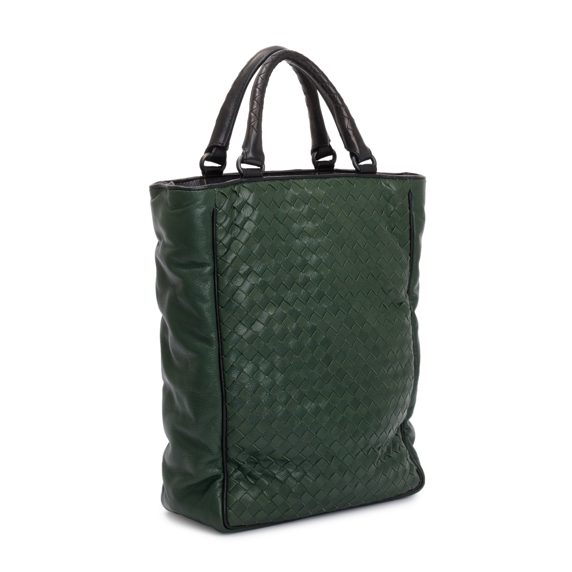 Bottega Veneta Green Intrecciato Nappa Small Vertical Tote w/ Strap