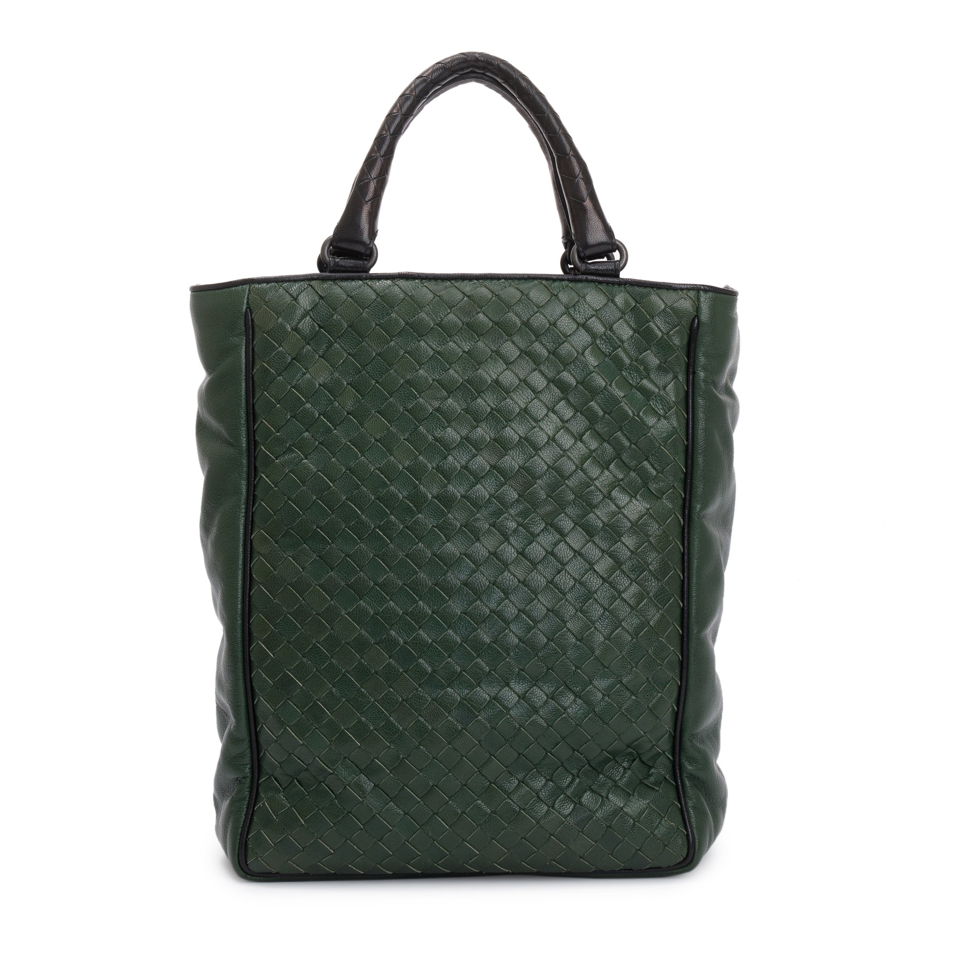 Bottega Veneta Green Intrecciato Nappa Small Vertical Tote w/ Strap