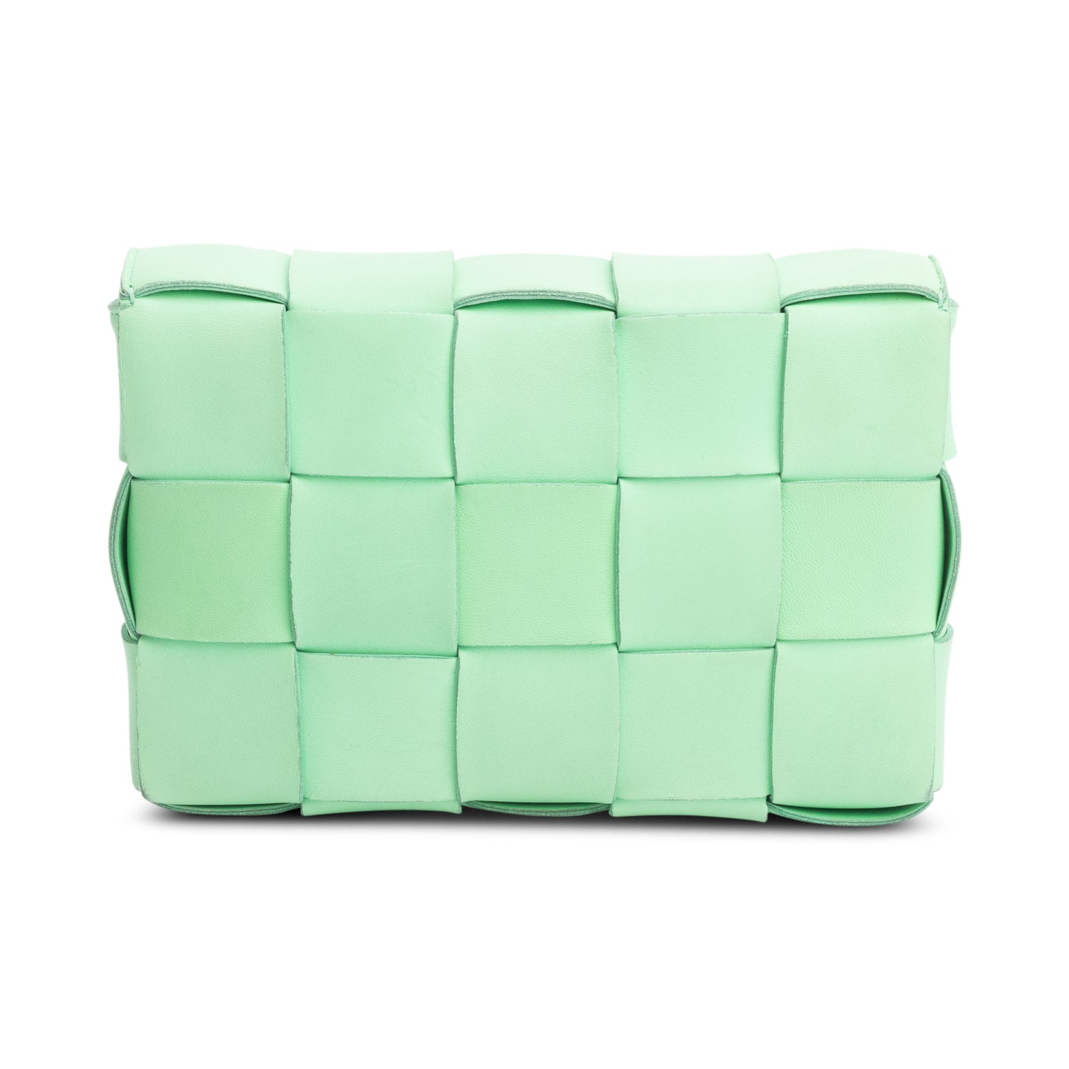 Bottega Veneta Green Leather Intrecciato Classic Cassette Bag