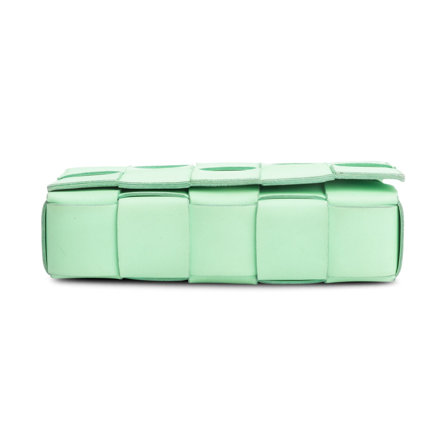 Bottega Veneta Green Leather Intrecciato Classic Cassette Bag