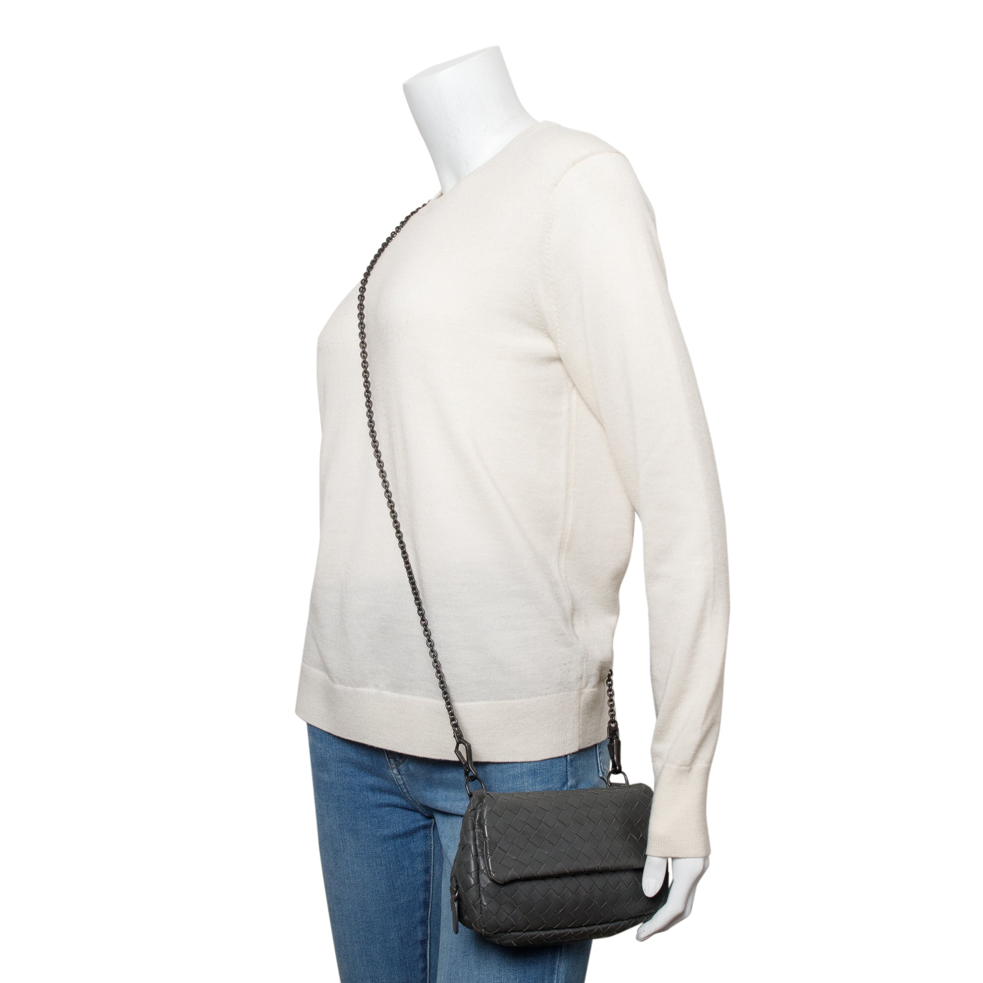 Bottega Veneta Grey Intrecciato Leather Mini Olimpia Bag