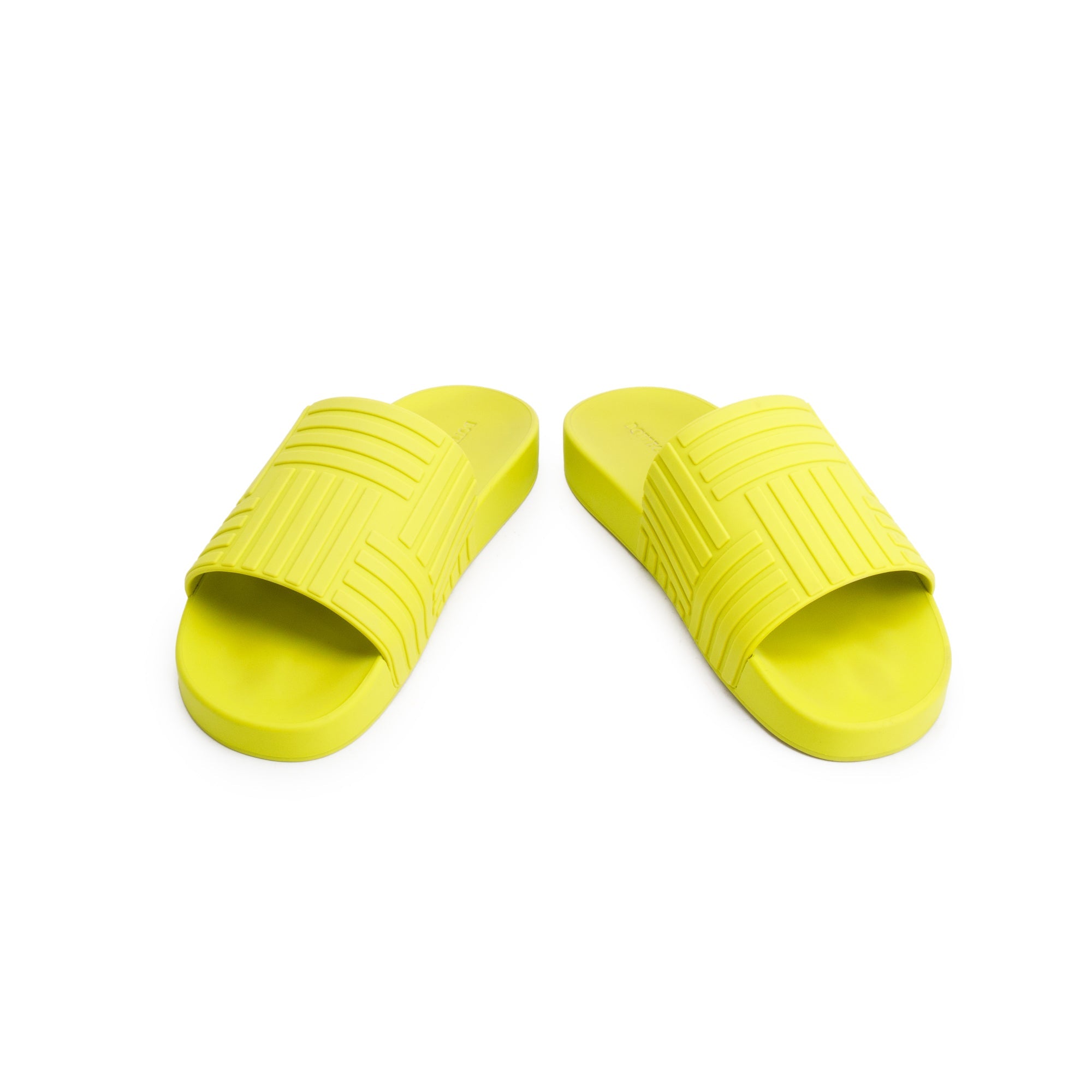 Bottega Veneta Kiwi Rubber Flat Slider Sandals, Size 40 w/ Box