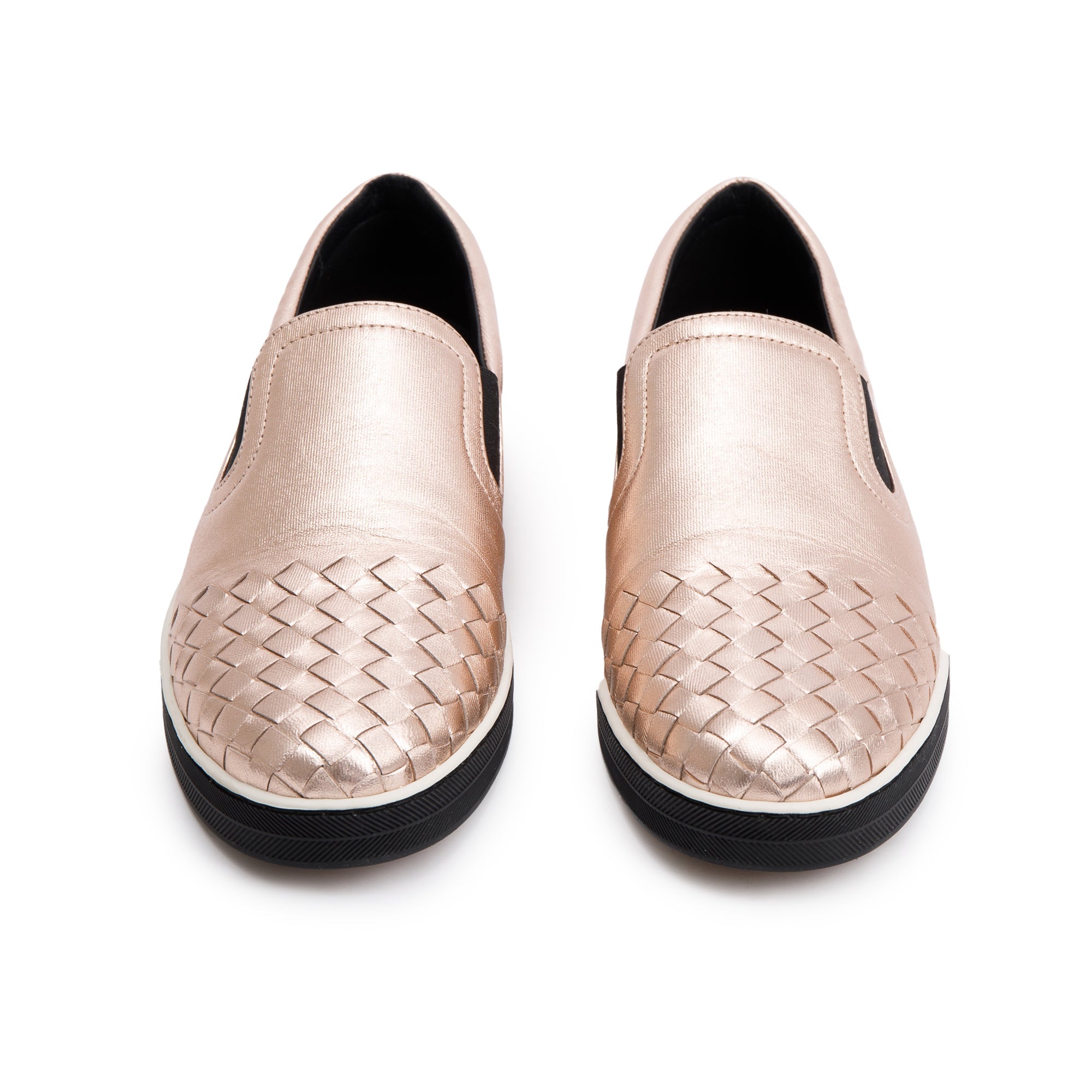 Bottega Veneta Metallic Pink Nappa Intrecciato Leather Slip On Sneakers, Size 39