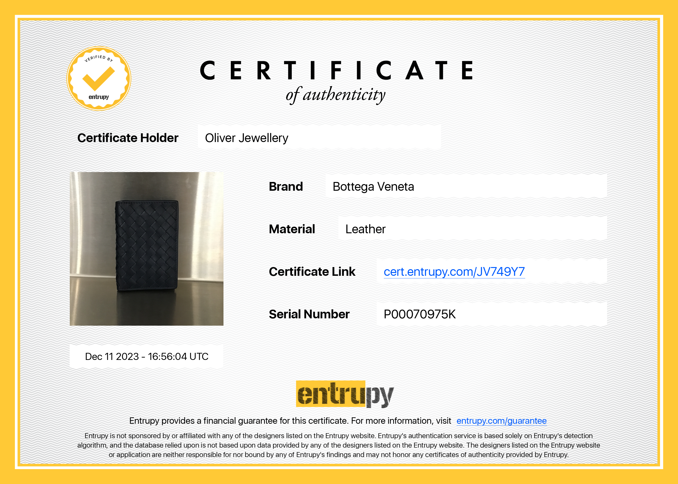 Bottega Veneta Navy Intrecciato Leather Flap Card Case w/ Box