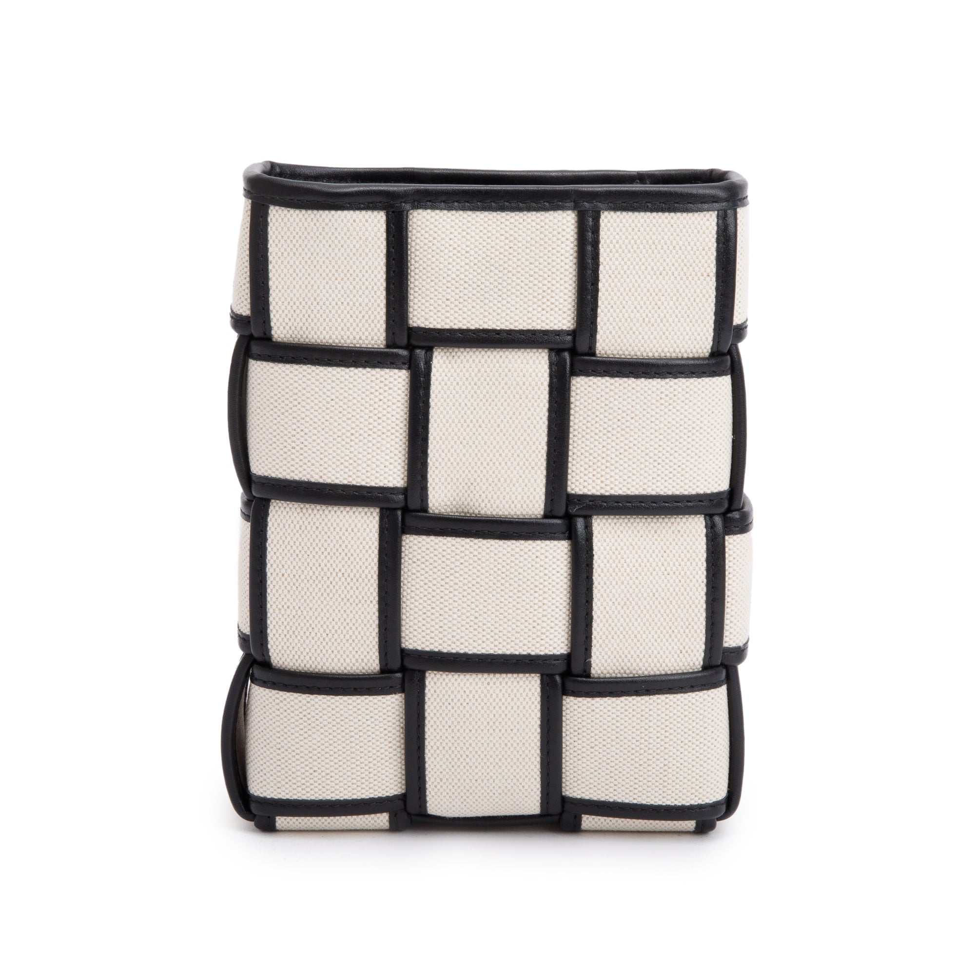 Bottega Veneta Neutral Intrecciato Canvas Leather Trim Small Cassette Bucket Bag w/ Box