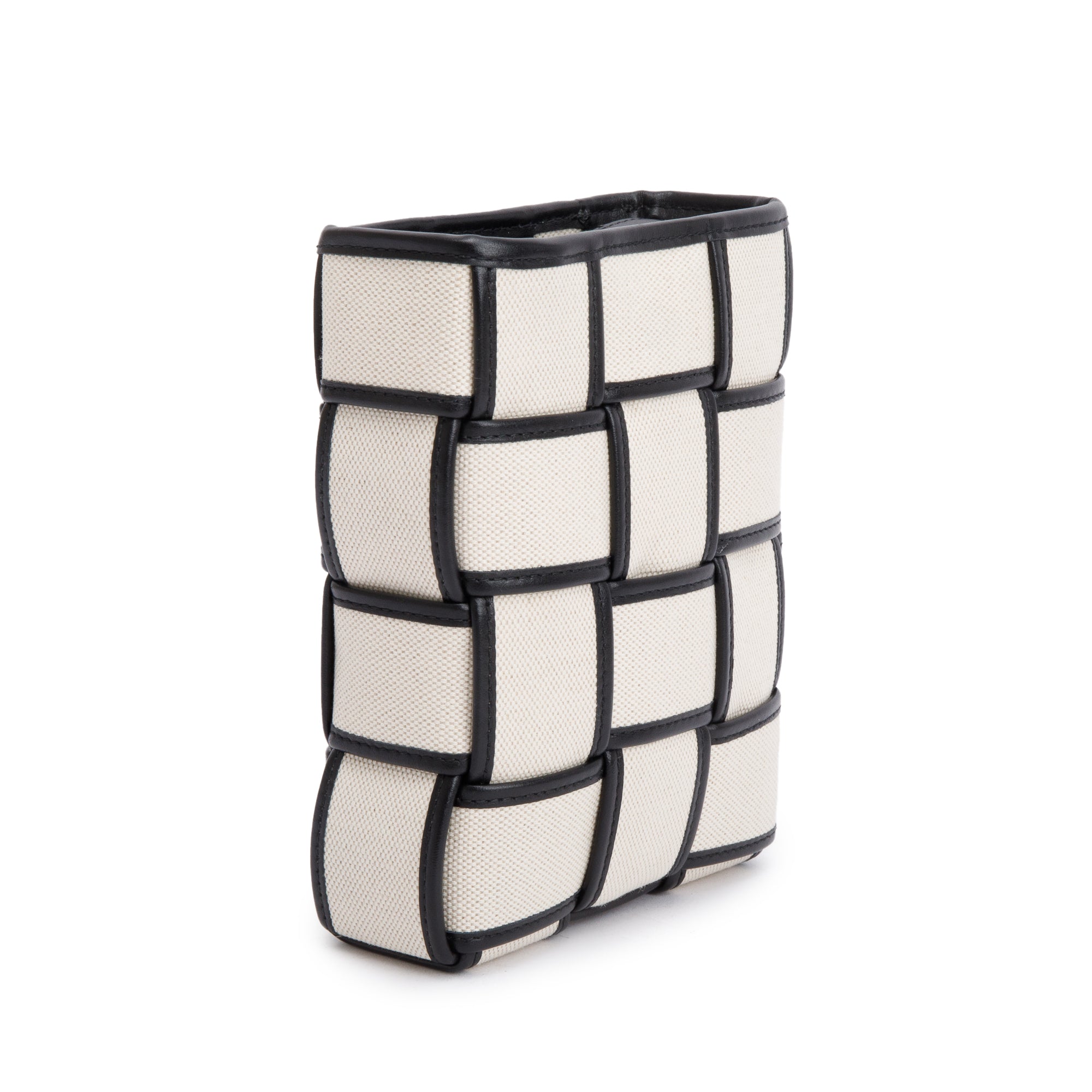 Bottega Veneta Neutral Intrecciato Canvas Leather Trim Small Cassette Bucket Bag w/ Box