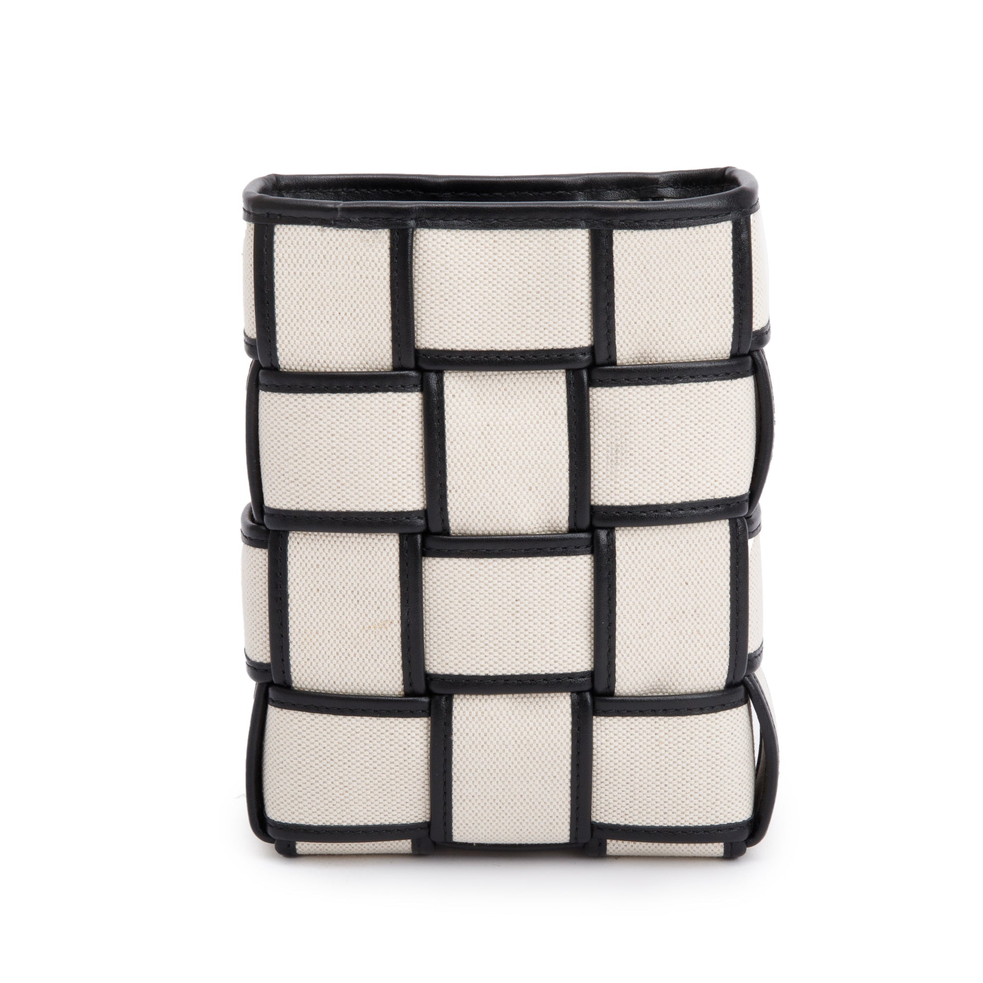 Bottega Veneta Neutral Intrecciato Canvas Leather Trim Small Cassette Bucket Bag w/ Box